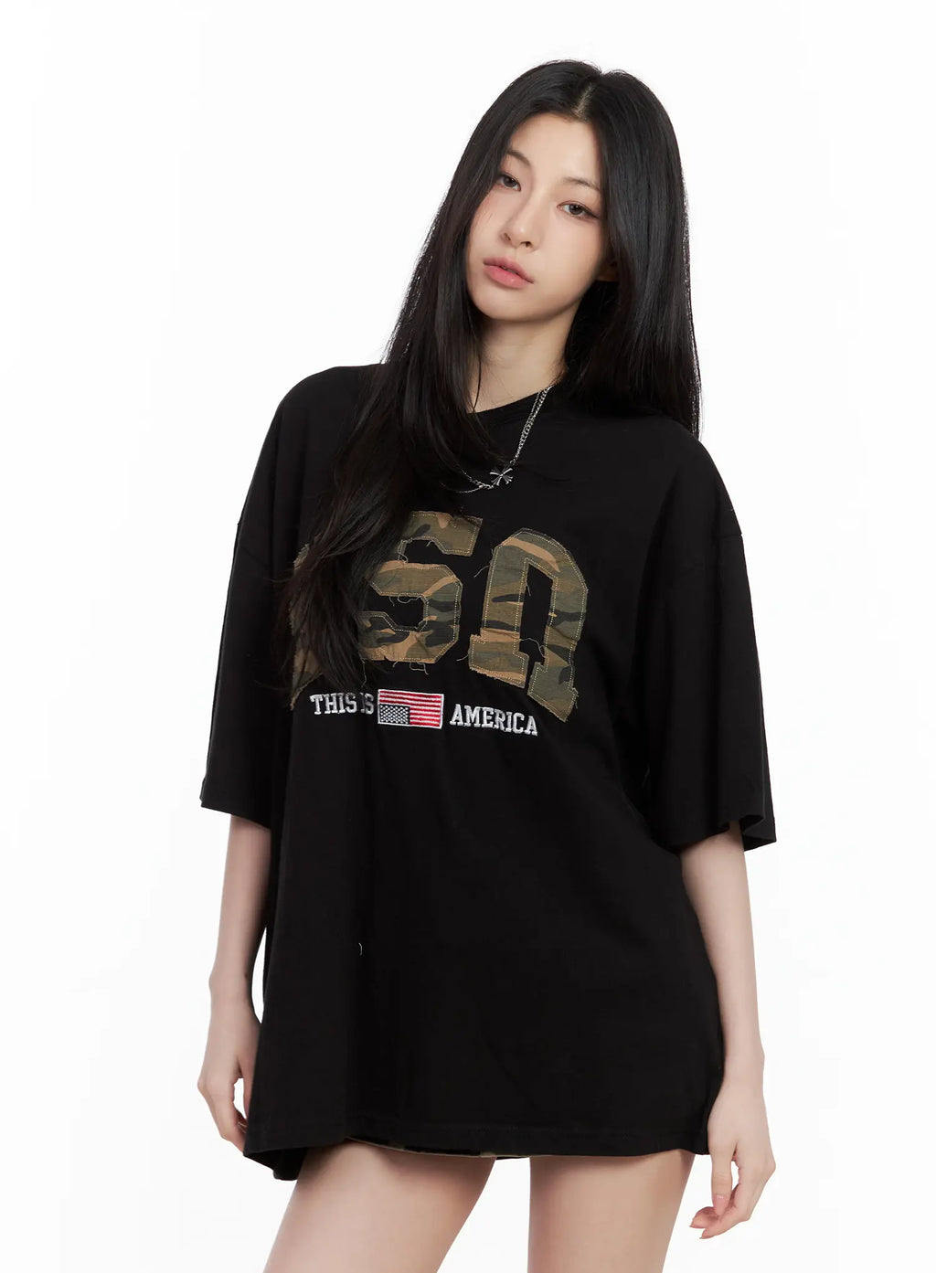 Distressed Camo Oversized Tee CU530