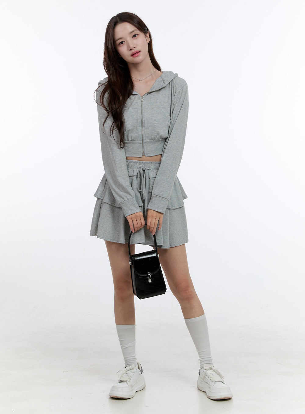 Cropped Zip-Up Hoodie OO407