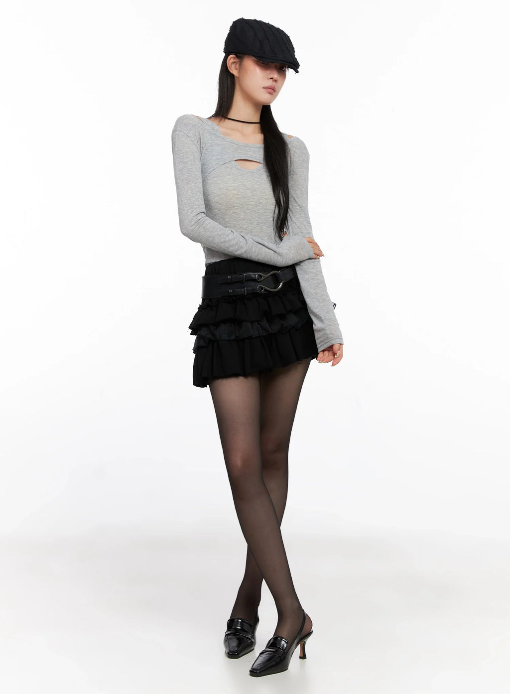 Layered Ruffle Mini Skirt IS508