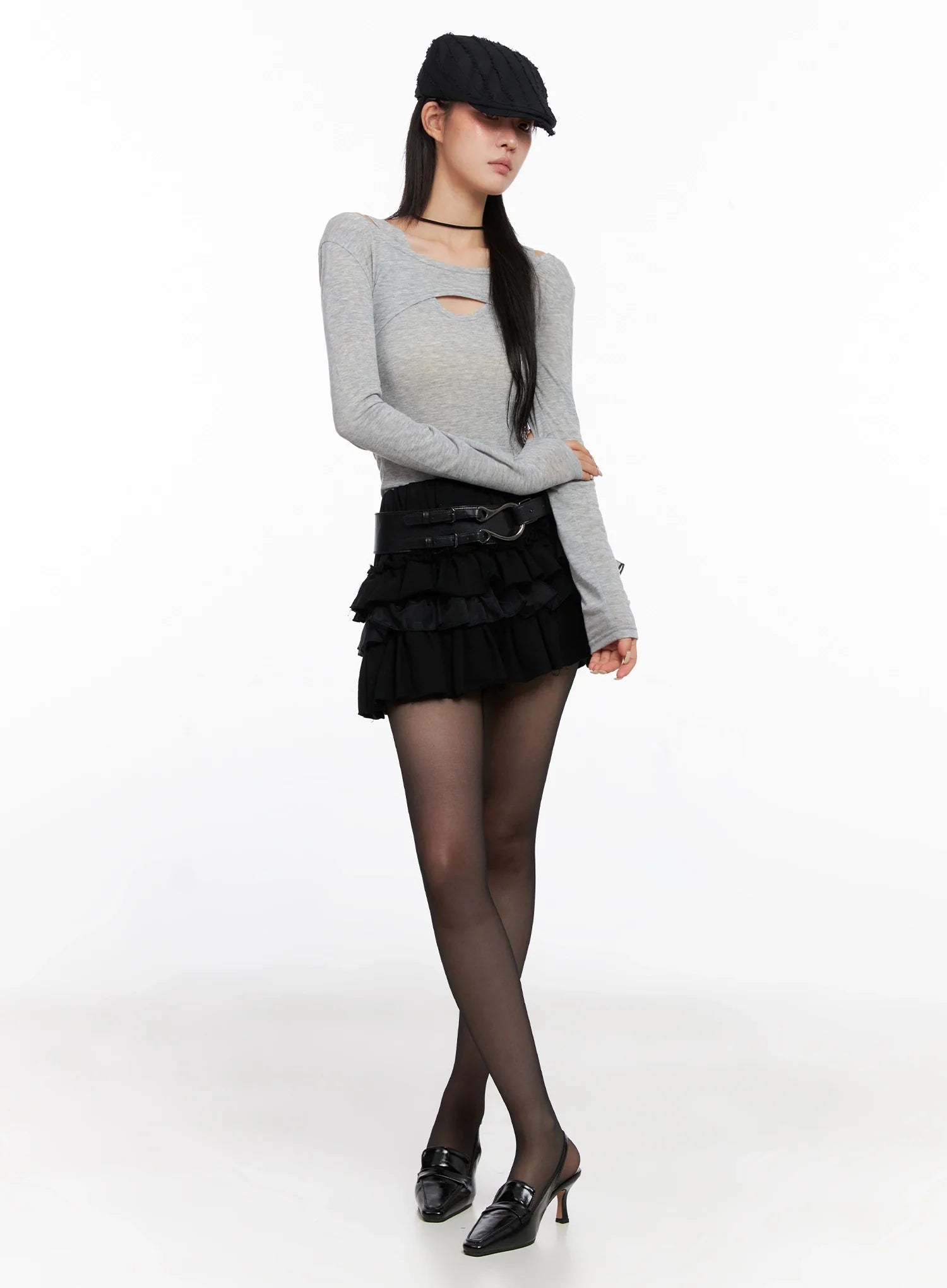 Layered Ruffle Mini Skirt IS508