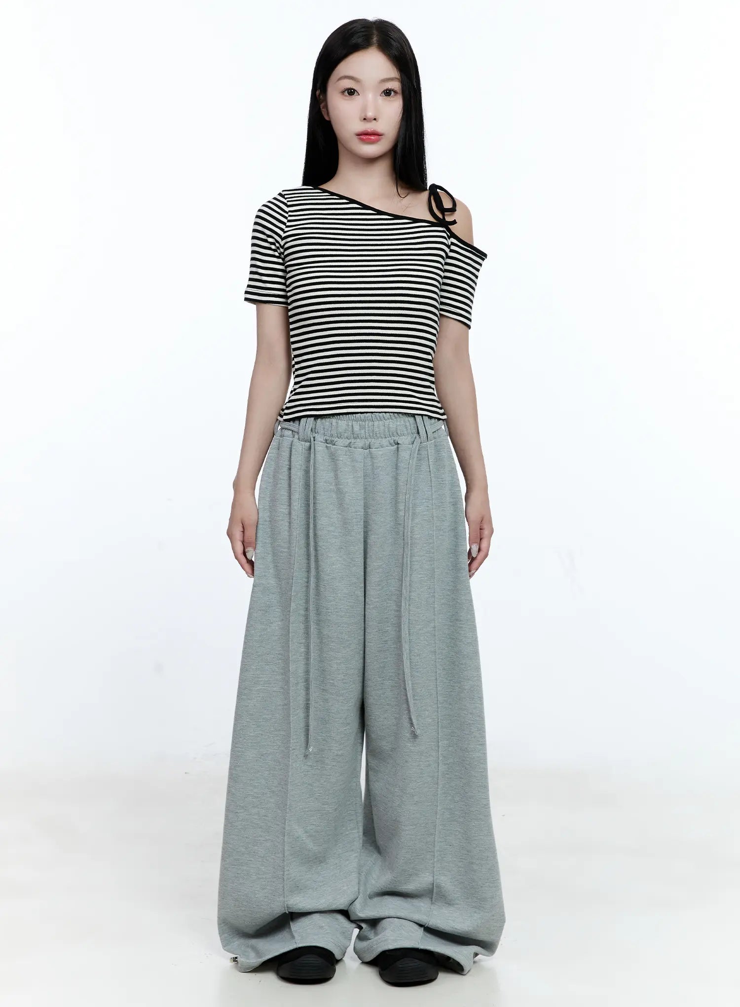Striped Asymmetric Ribbon Tee CG507