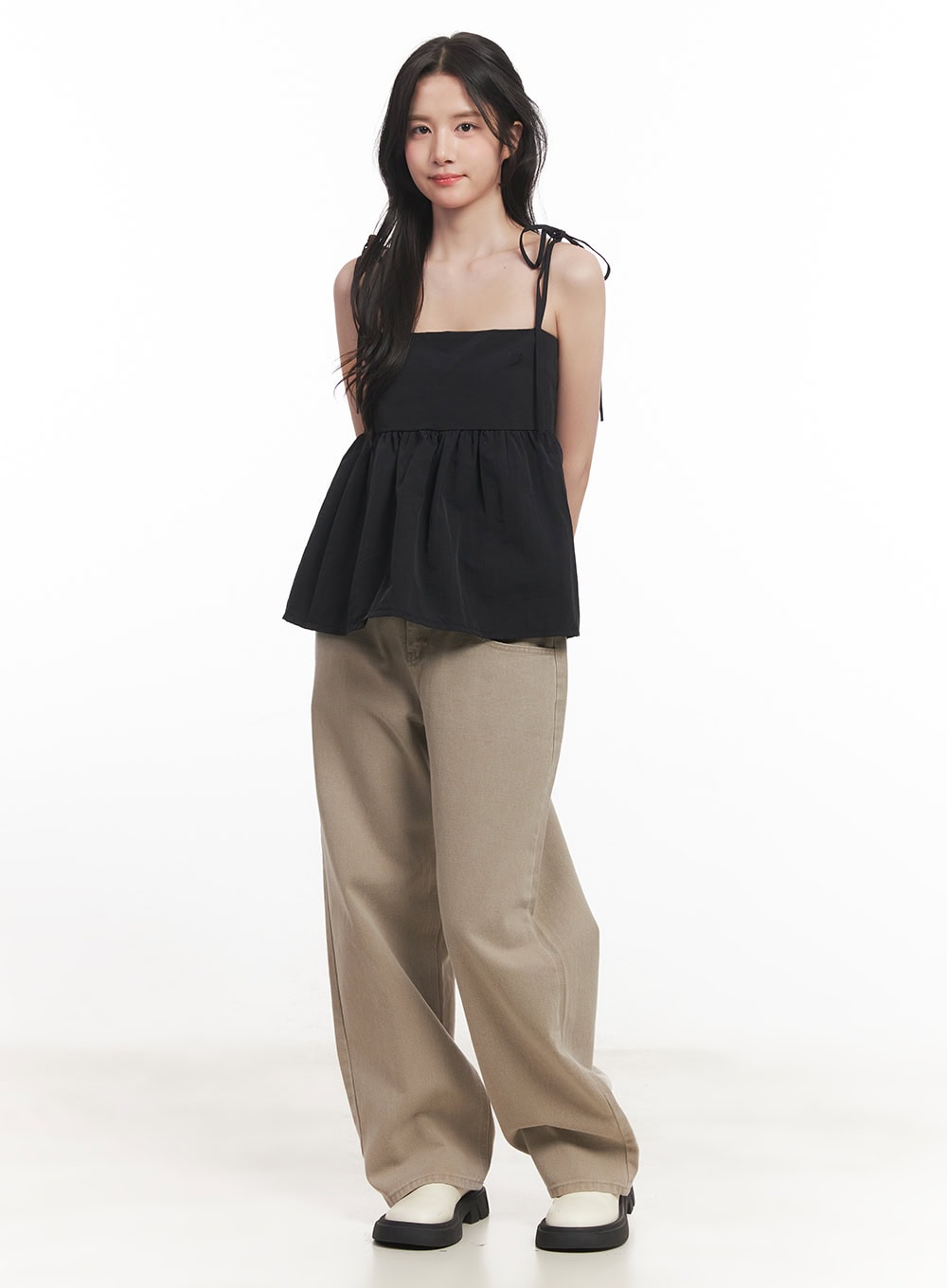 Flare Square-Neck Ribbon Cami Top CA511