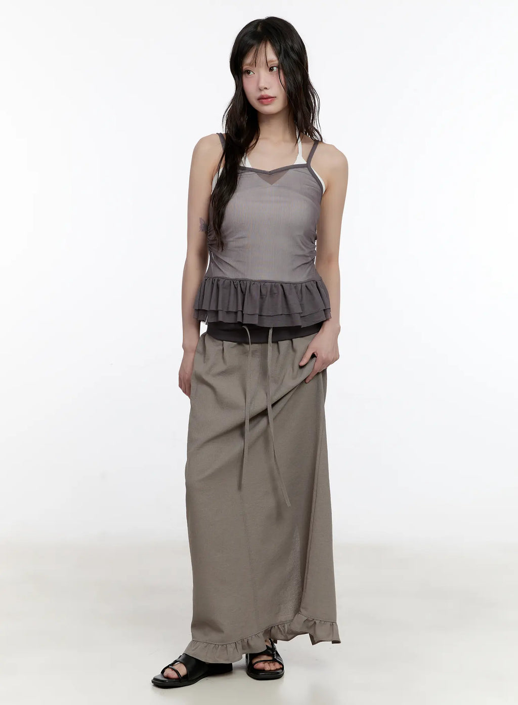 Sheer Ruffle Detail Tank CL507