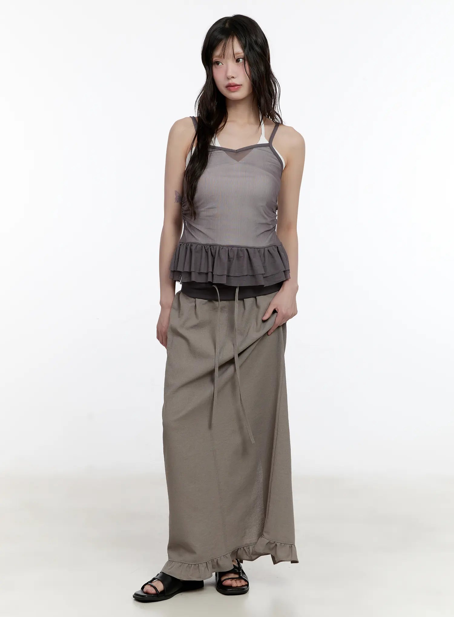 Sheer Ruffle Detail Tank CL507