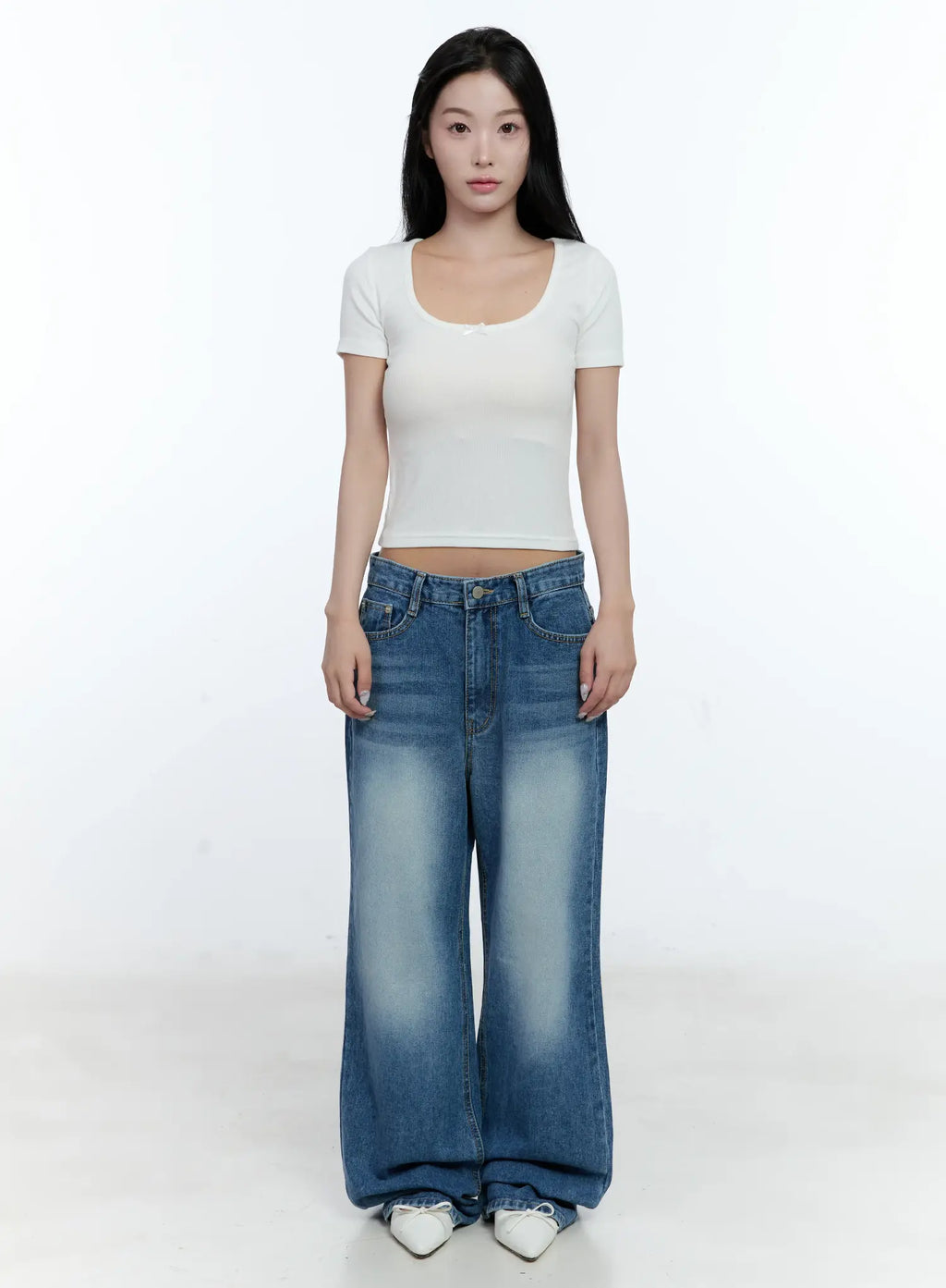 Ribbed U-Neck Crop Tee CL530