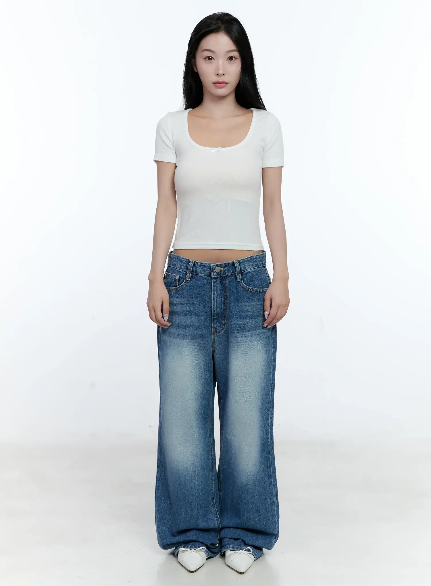Ribbed U-Neck Crop Tee CL530