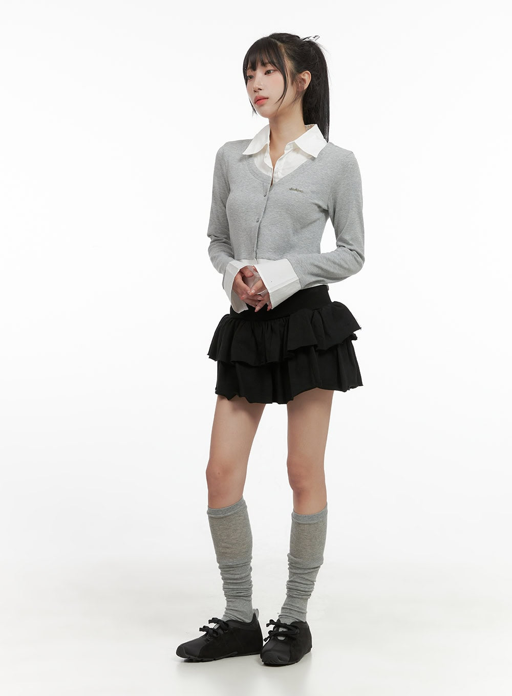 Ruffle Banded Cotton Mini Skirt CS403