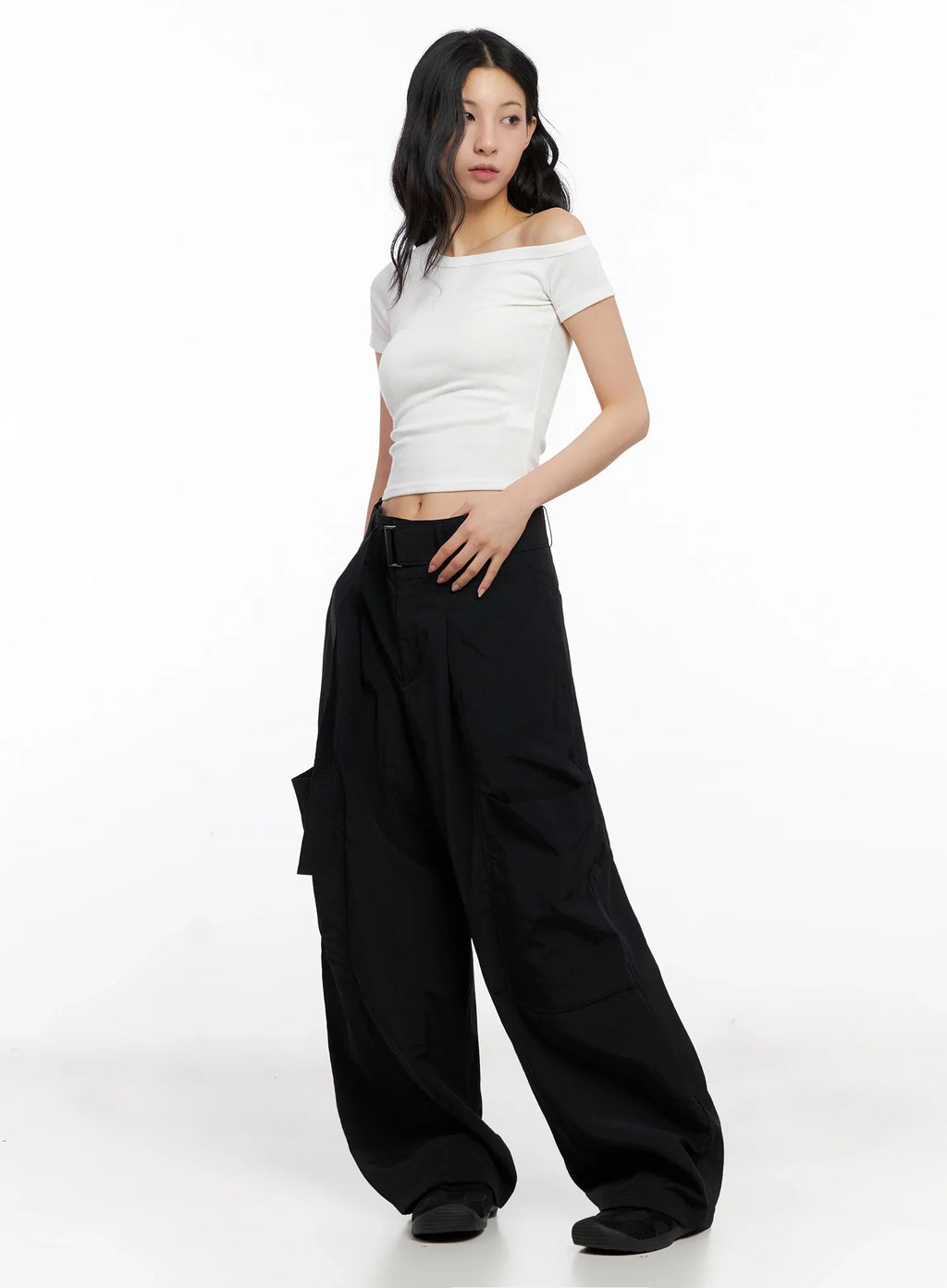 Belted Wide-Leg Utility Cargo Pants IG508