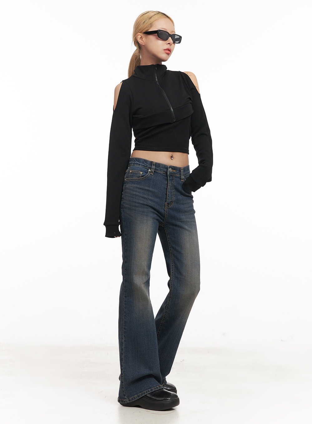 Zip-Up Cut-Out Bolero Top CM506