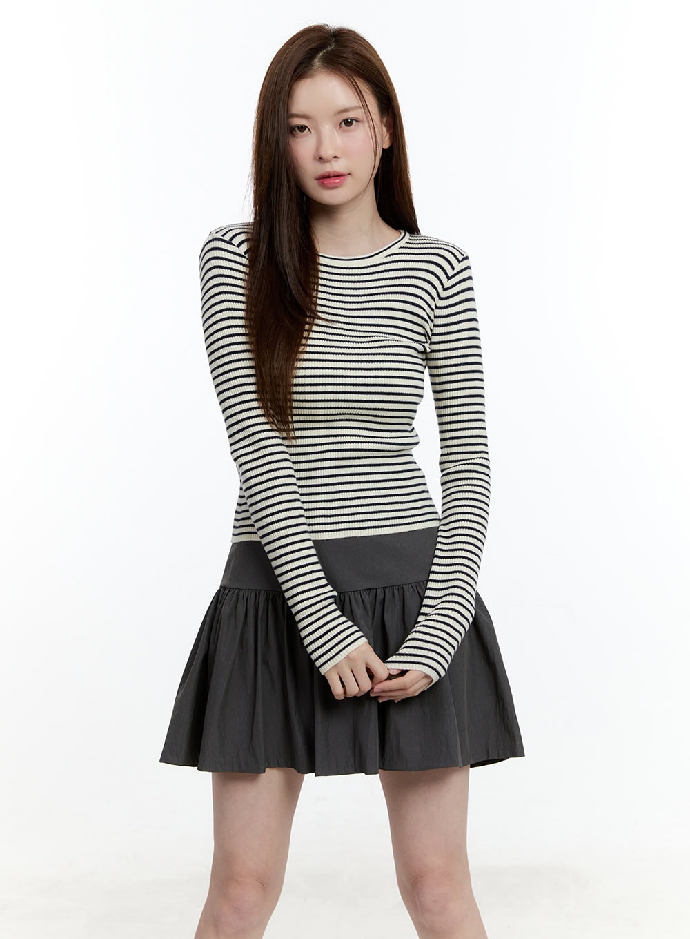 Striped Slim-Fit Long Sleeve Top CM521