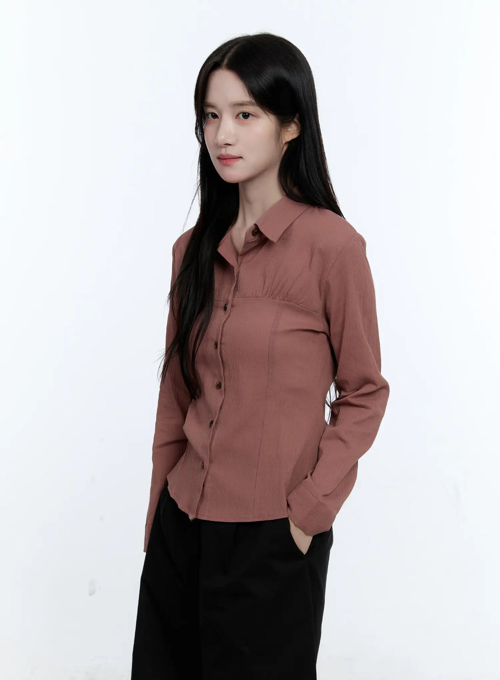 Collared Shirred Blouse CG513