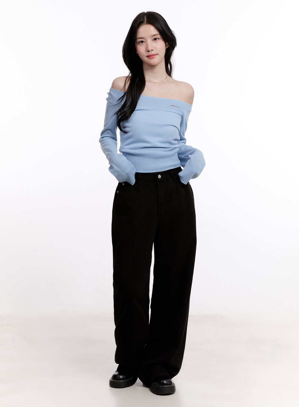 Elegant Off-Shoulder Crop Sweater CM527