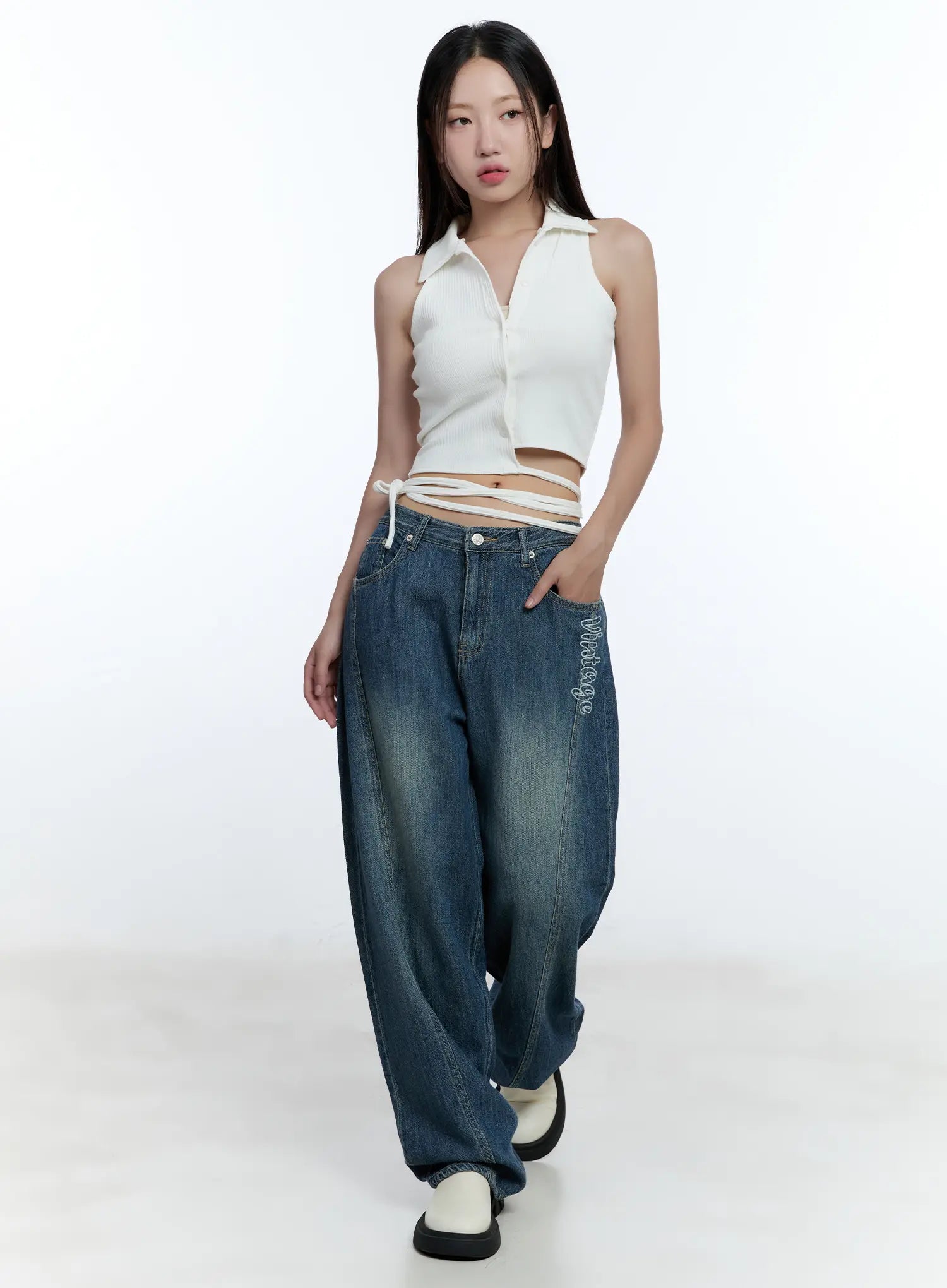 Haru Embroidered Wide-Leg Jeans CU527