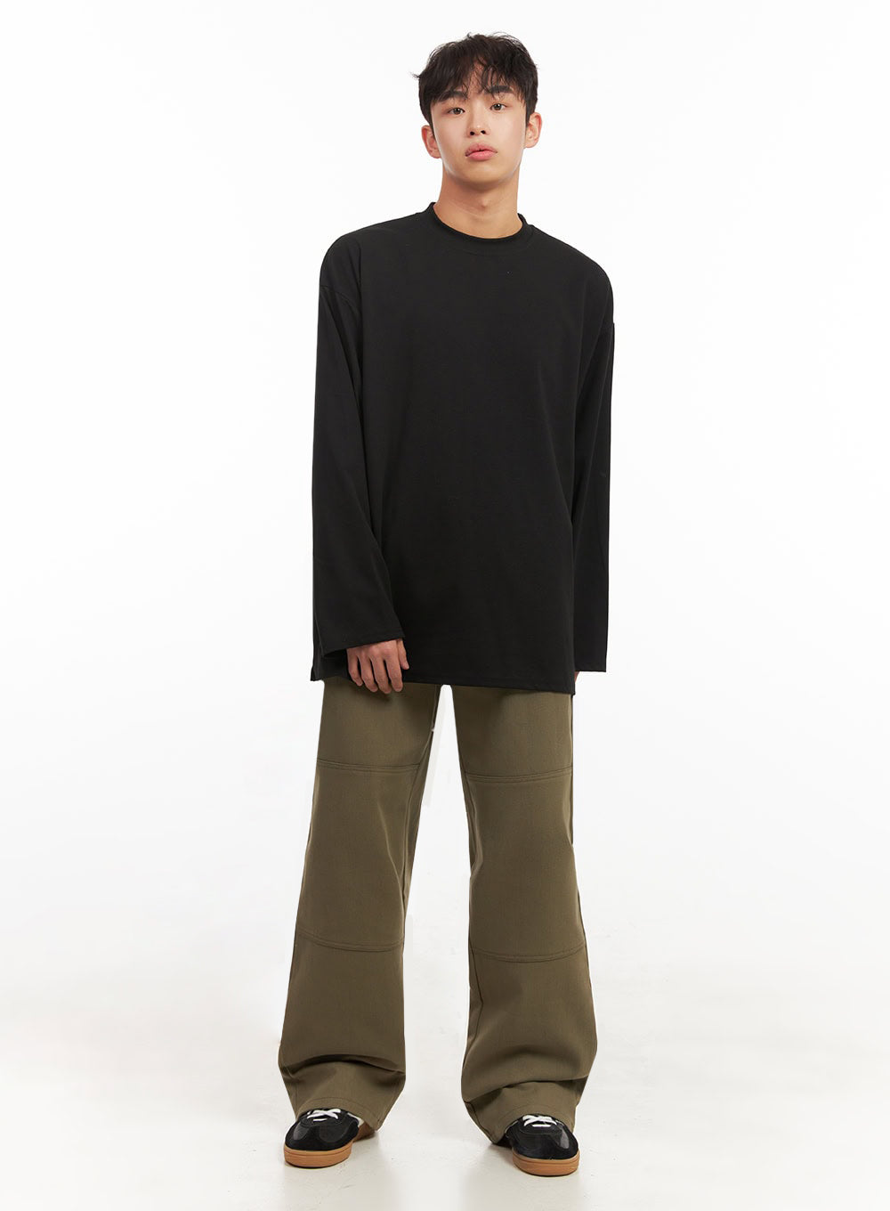 Men's Long-Sleeve Oversized Tee (Black) ID431