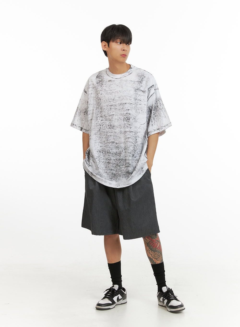 Men's Graphic Round Neck Oversized Top IU418