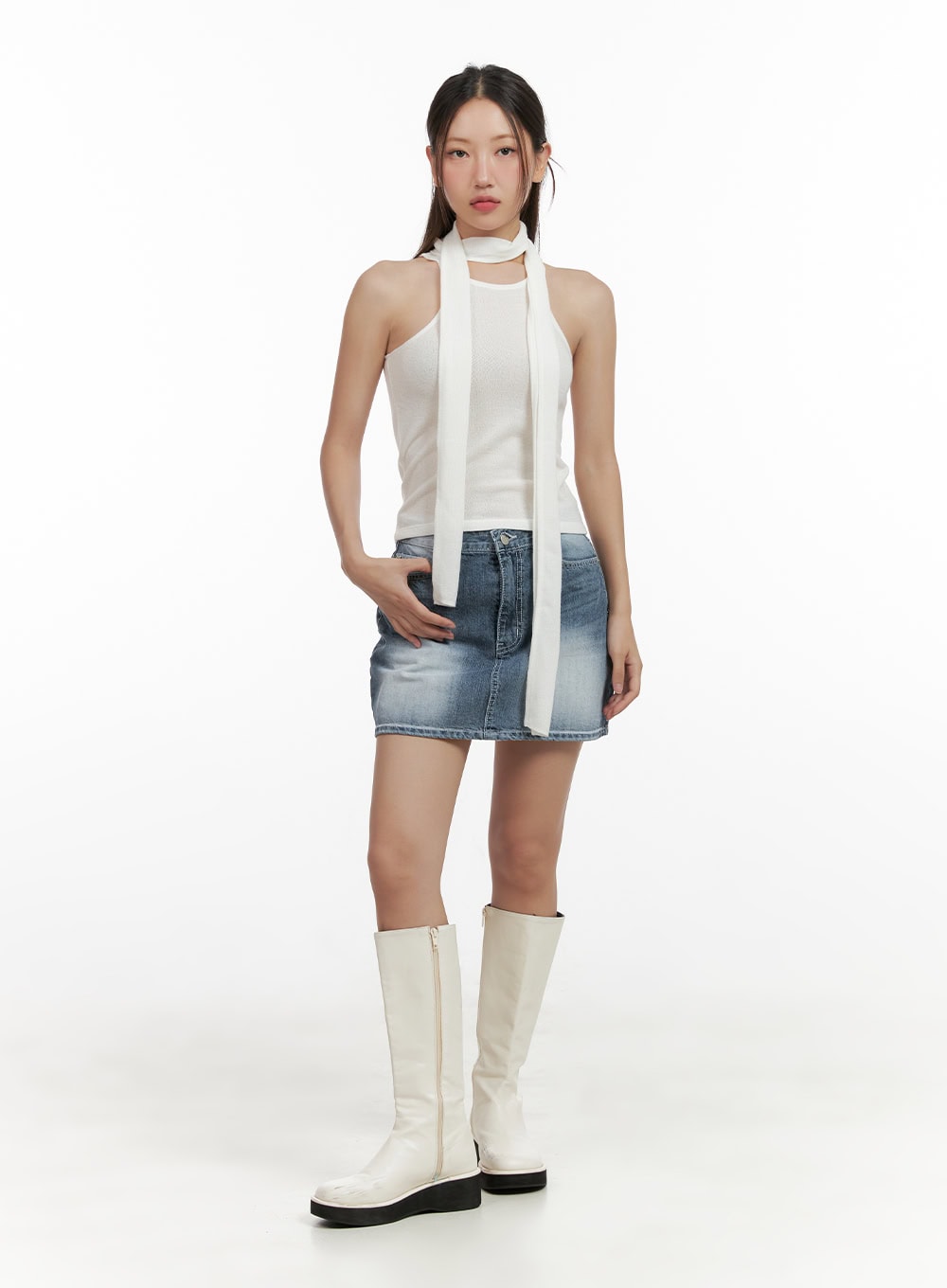 Denim Washed Mini Skirt CL431