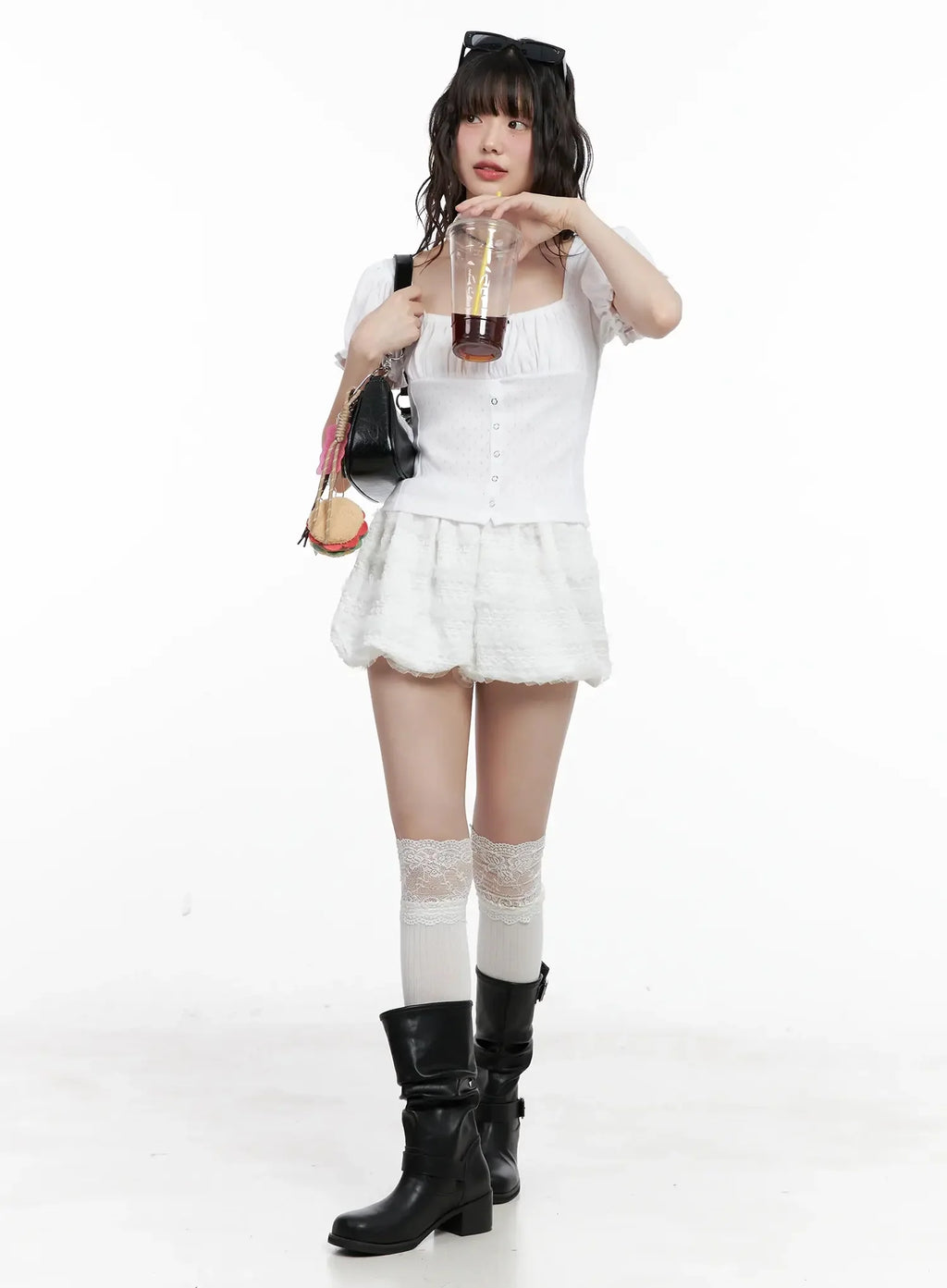 Textured Lace Puff Shorts IL528