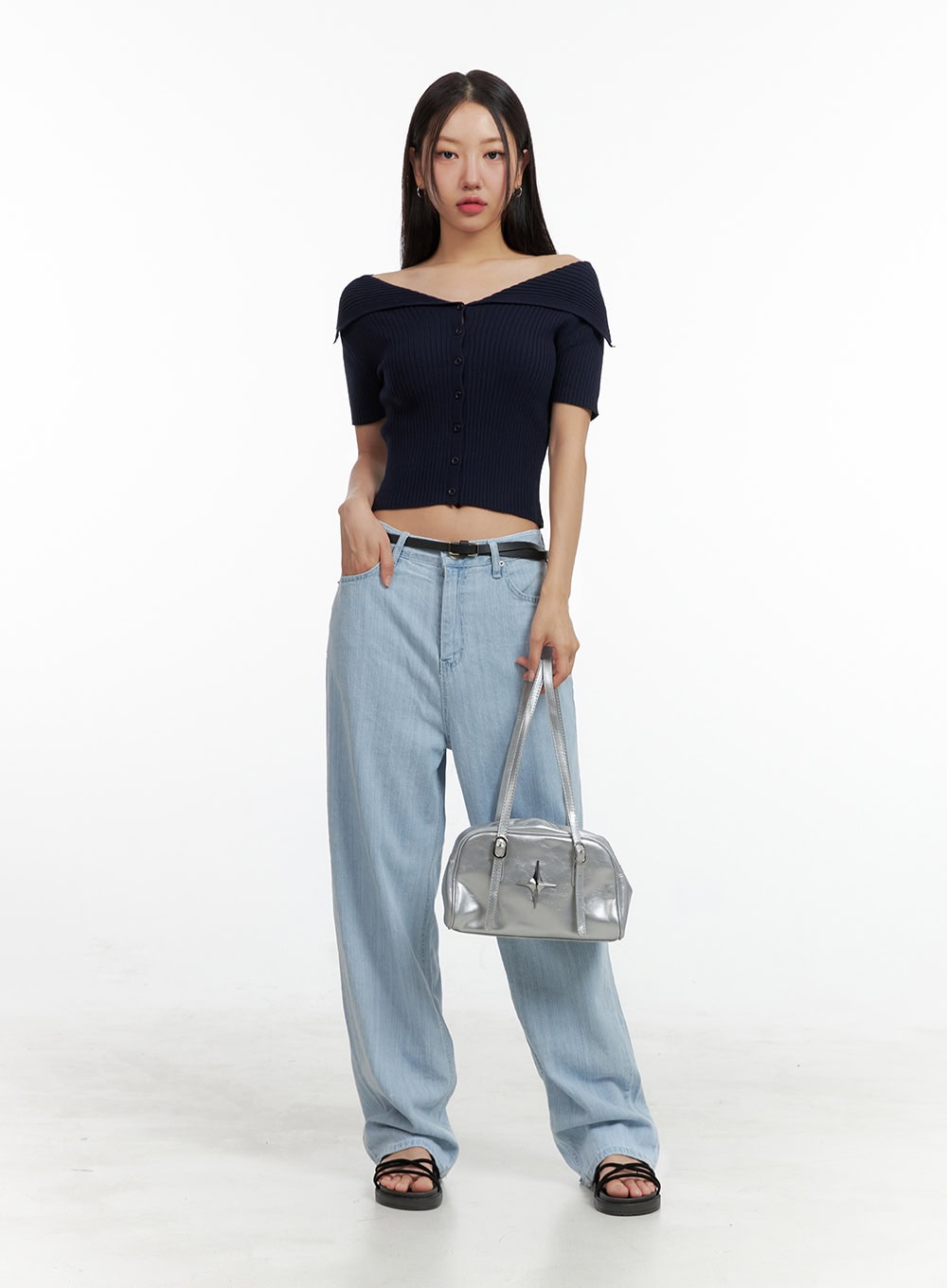 Off-Shoulder Ribbed Top OU407