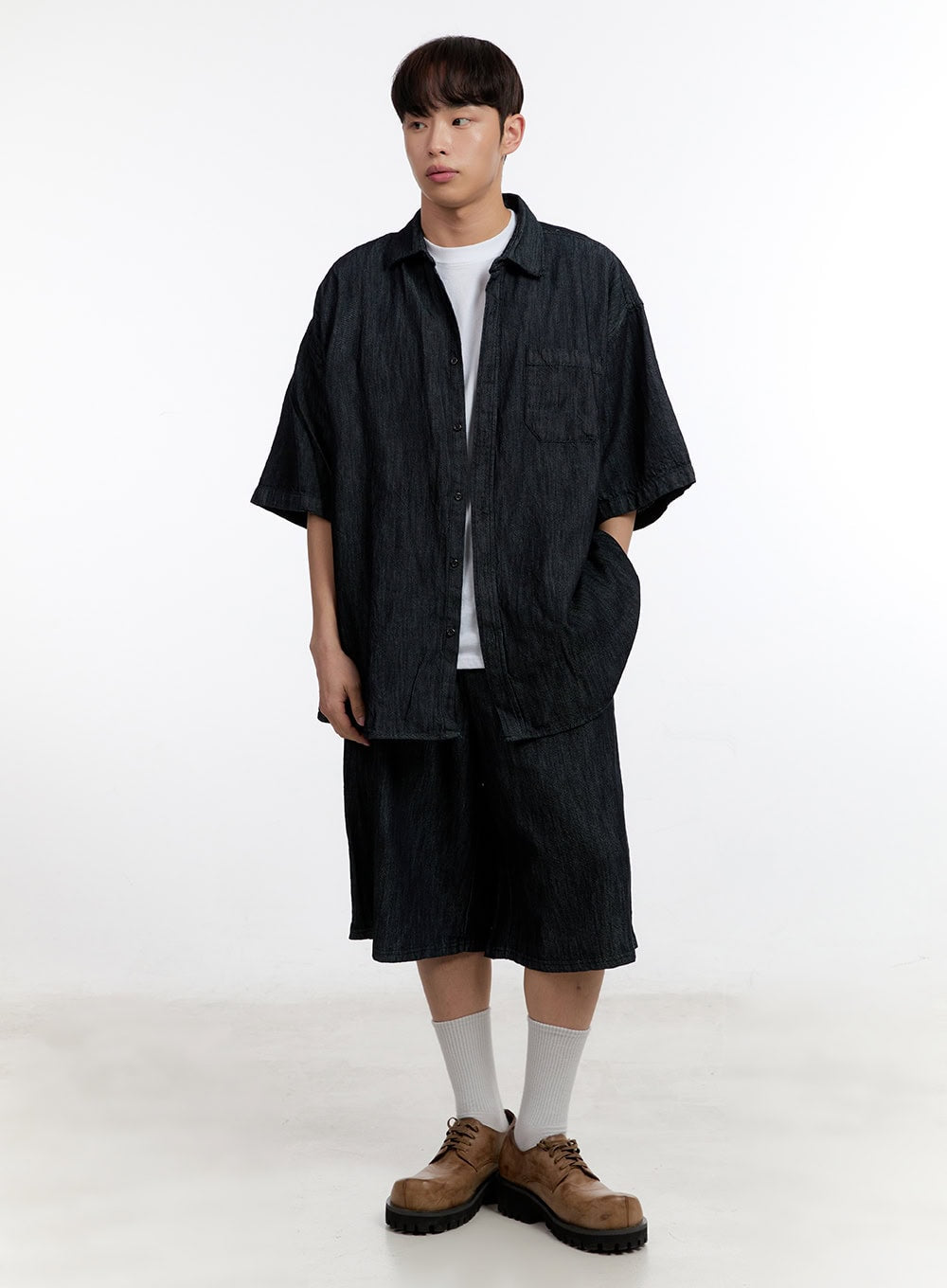 Men's Collared Oversized Shirt IA507