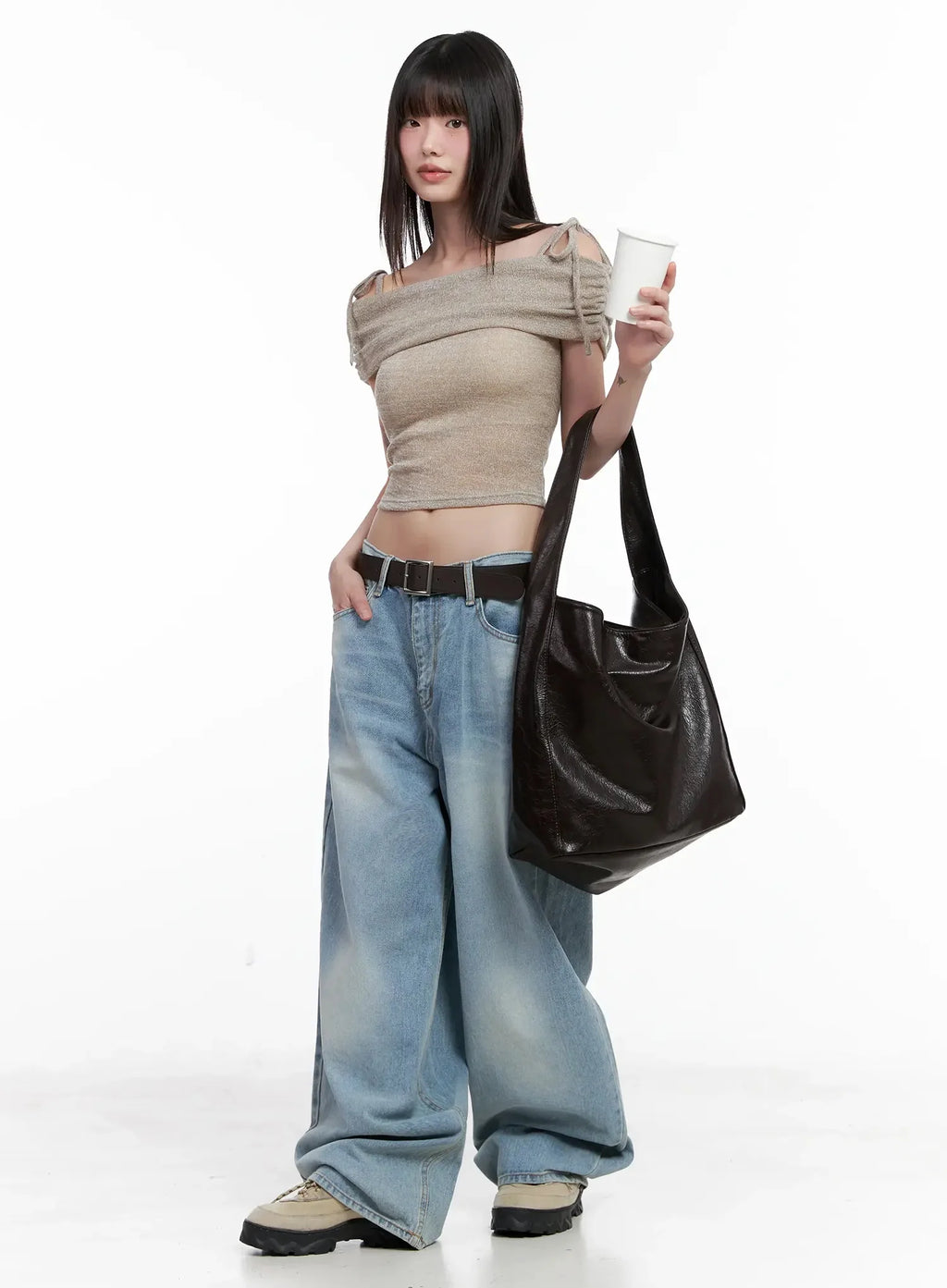 Textured Off-Shoulder Knit Top IL531