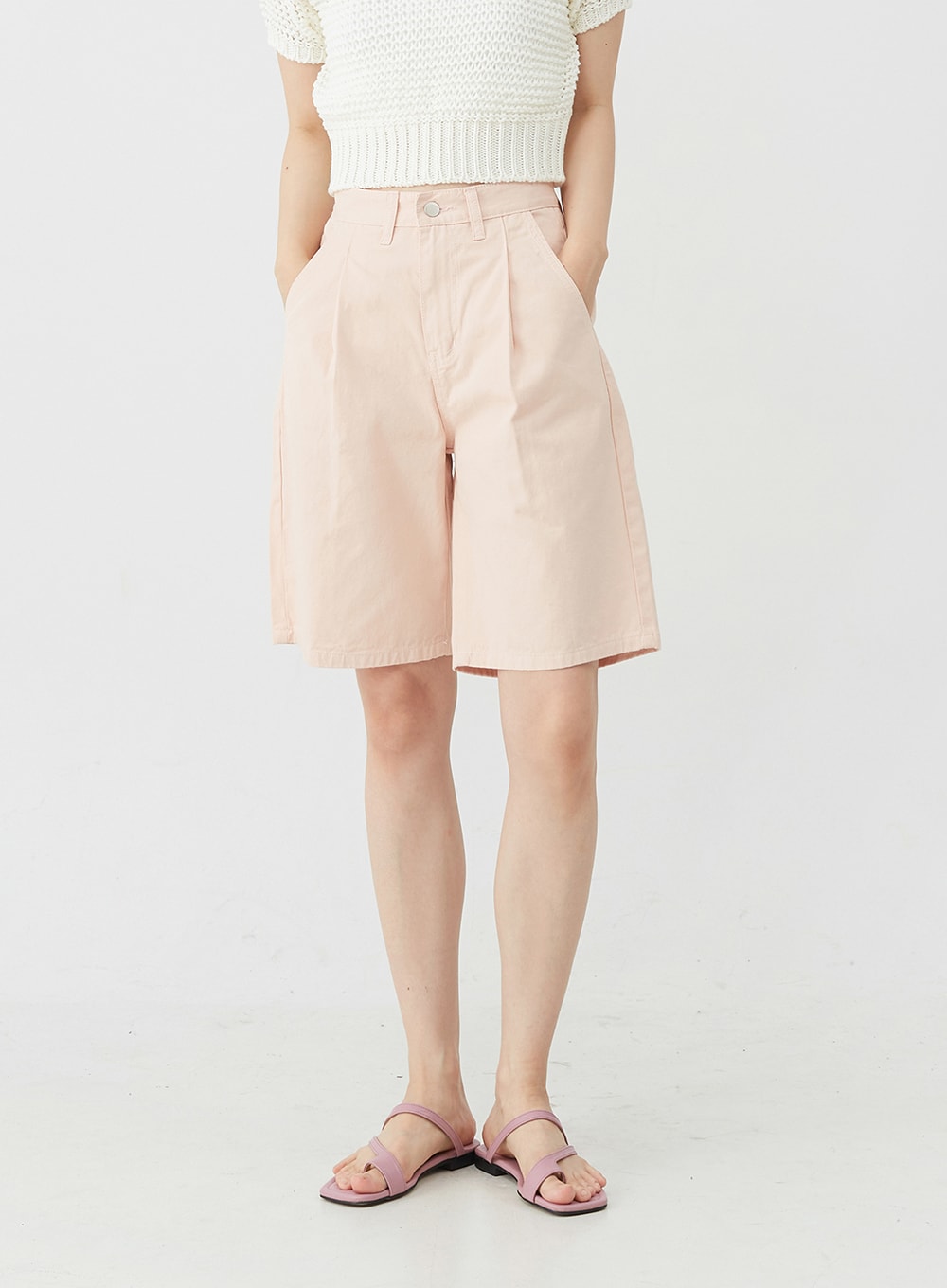 Pintuck Cotton Long Shorts OJ30