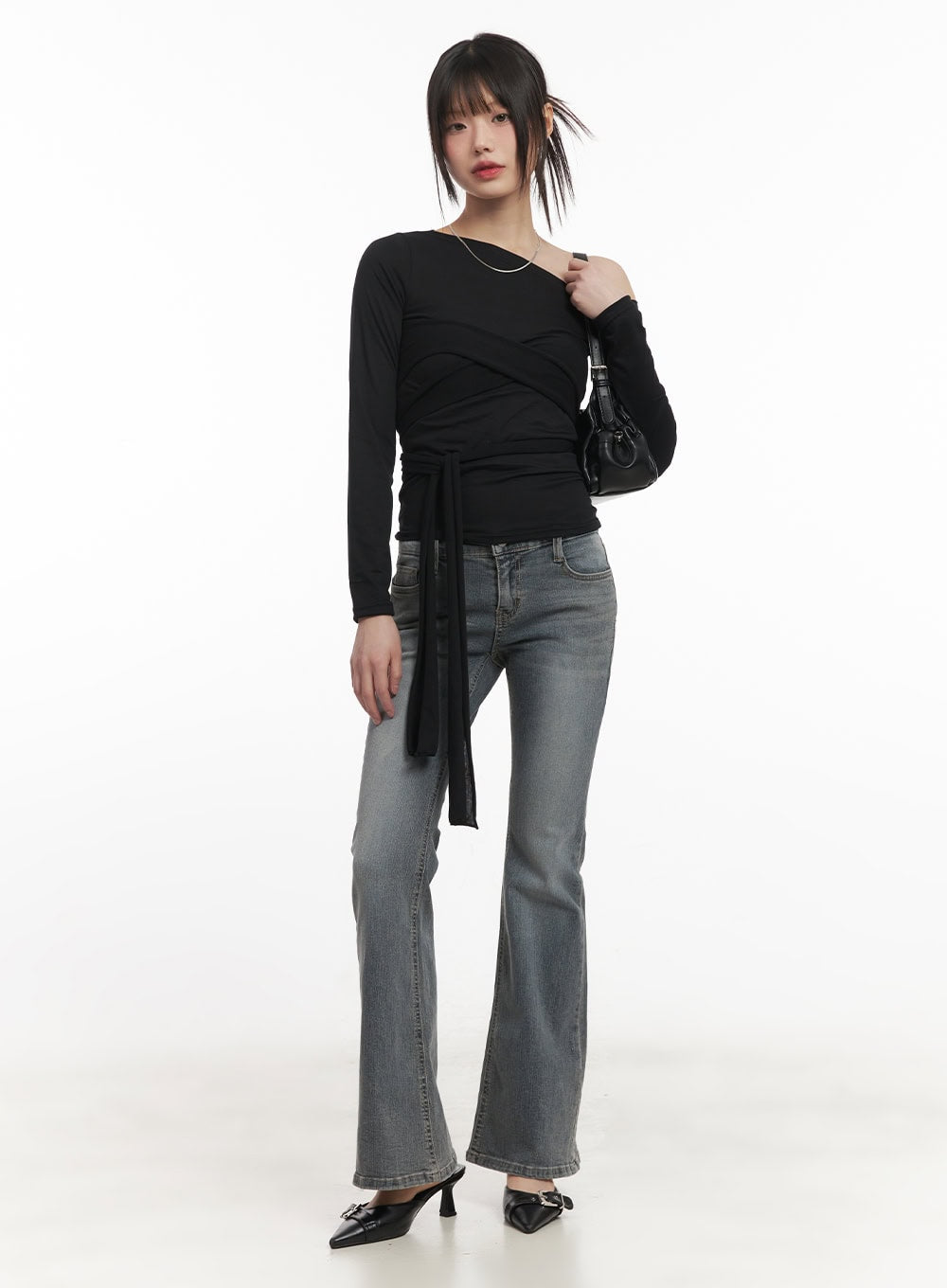 Rachel Washed Bootcut Jeans with Hip Pads CF518