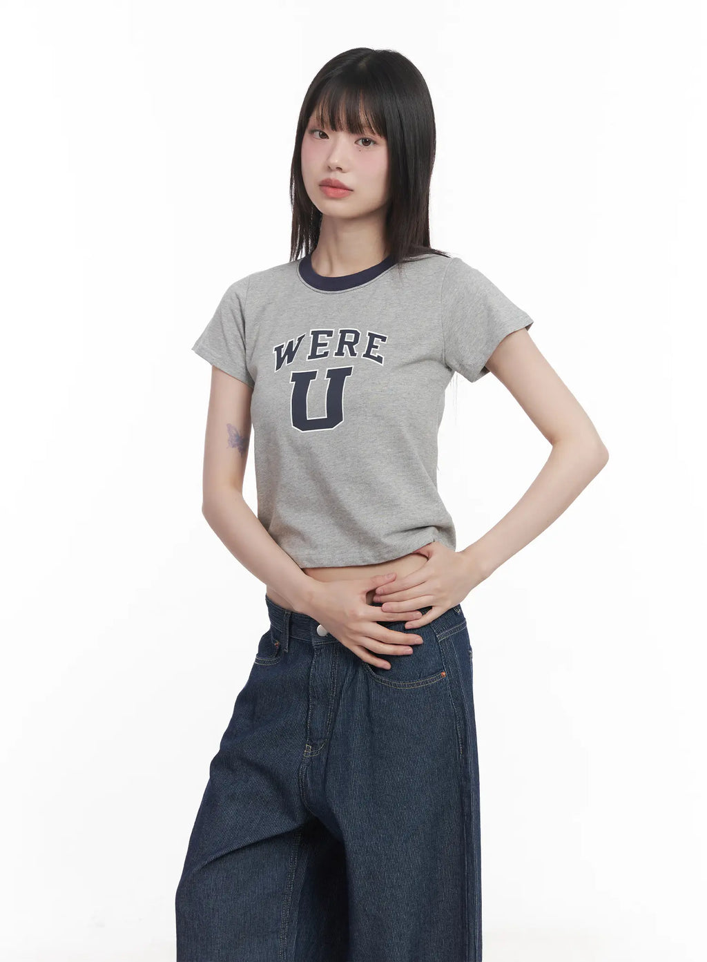 Graphic Two-Tone Crop Tee CU518