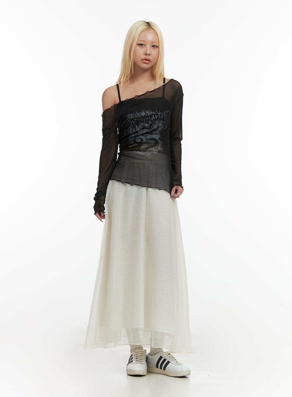 Mesh Glam Long-Sleeve Graphic Tee CO415