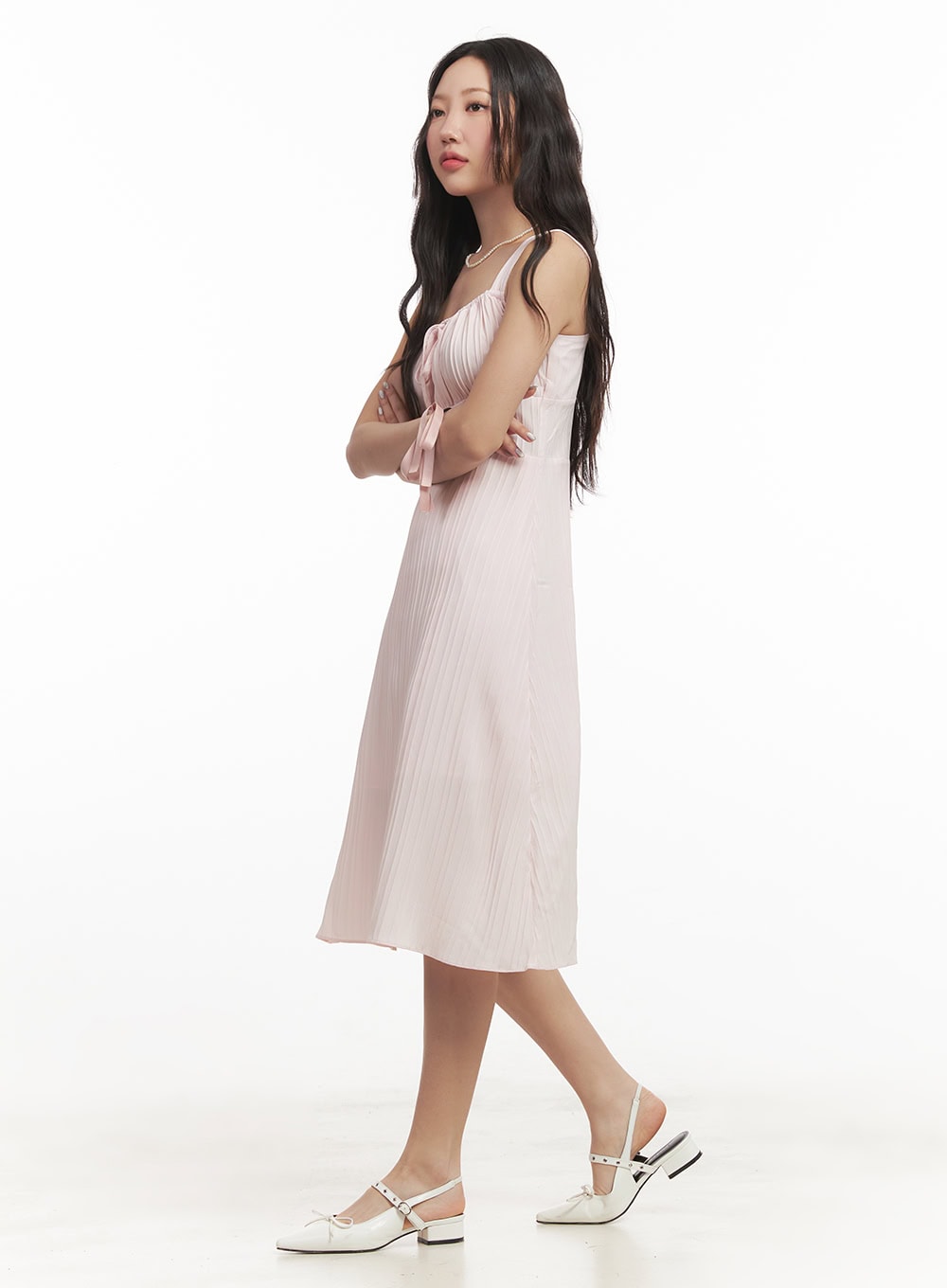 Ribbon Bustier Flowy Midi Dress CF520