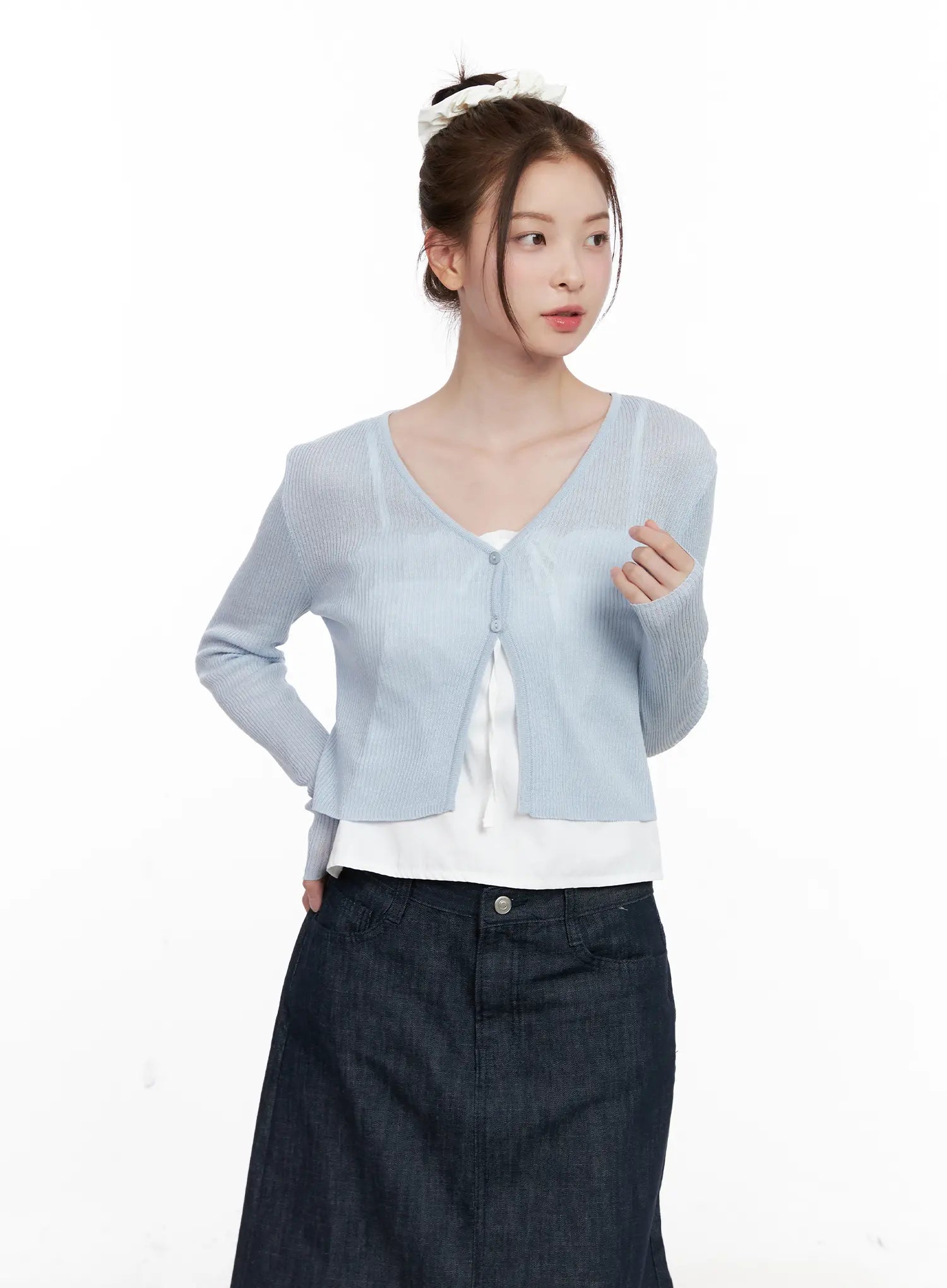 Ribbed Summer Cropped Cardigan CL523