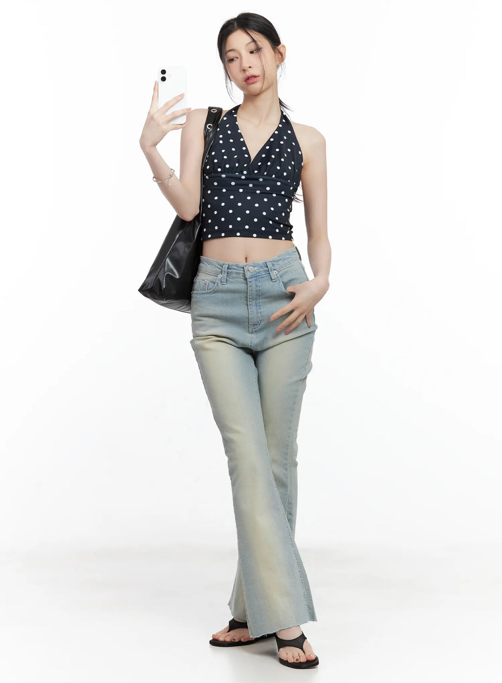 V-Neck Polka Dot Halter Top CL501