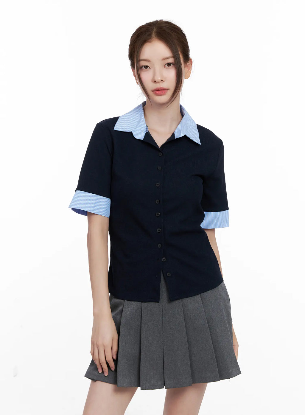 Layered Collar Short-Sleeve Shirt CL524