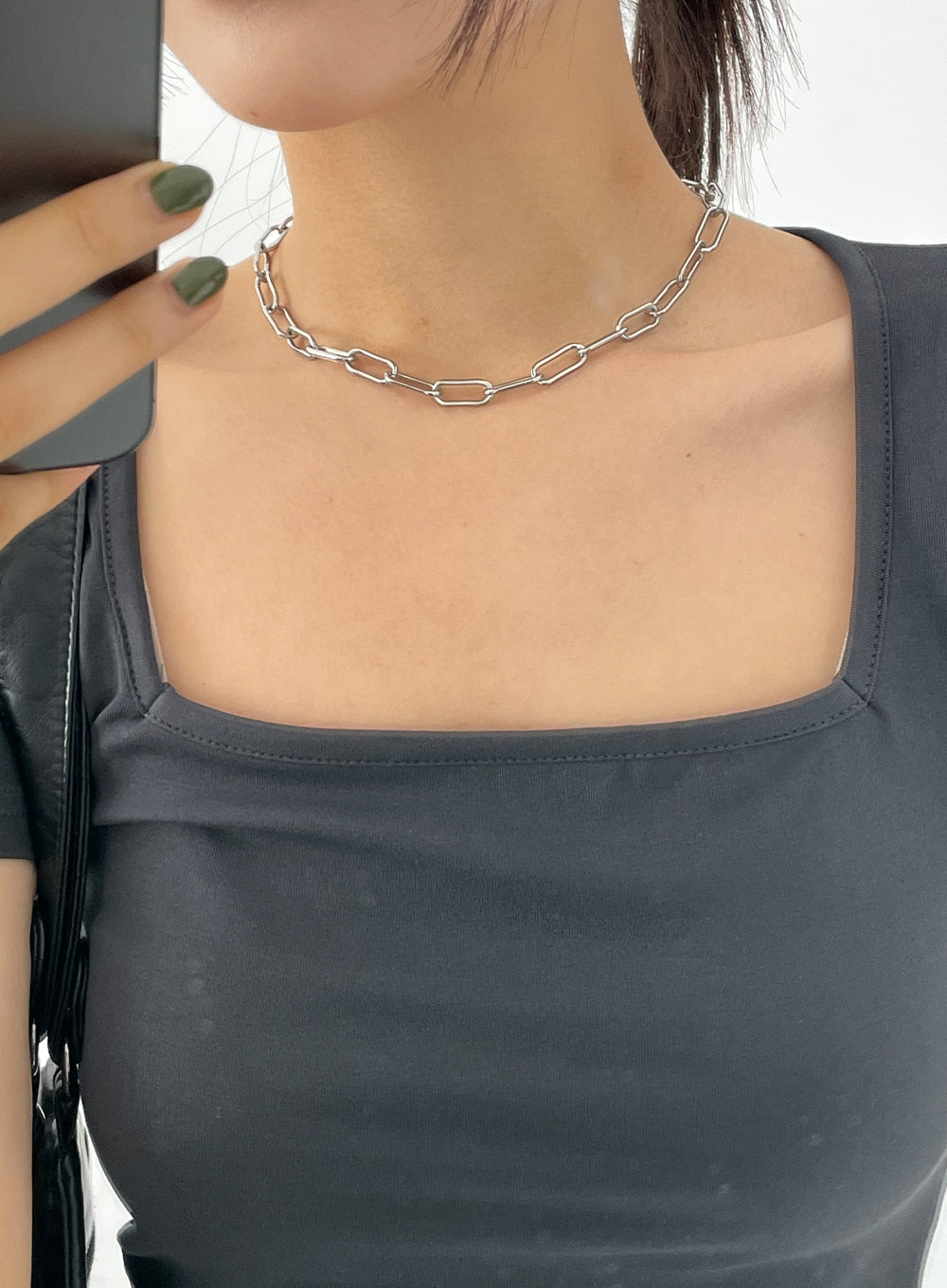 Silver Color Chain Necklace CY323