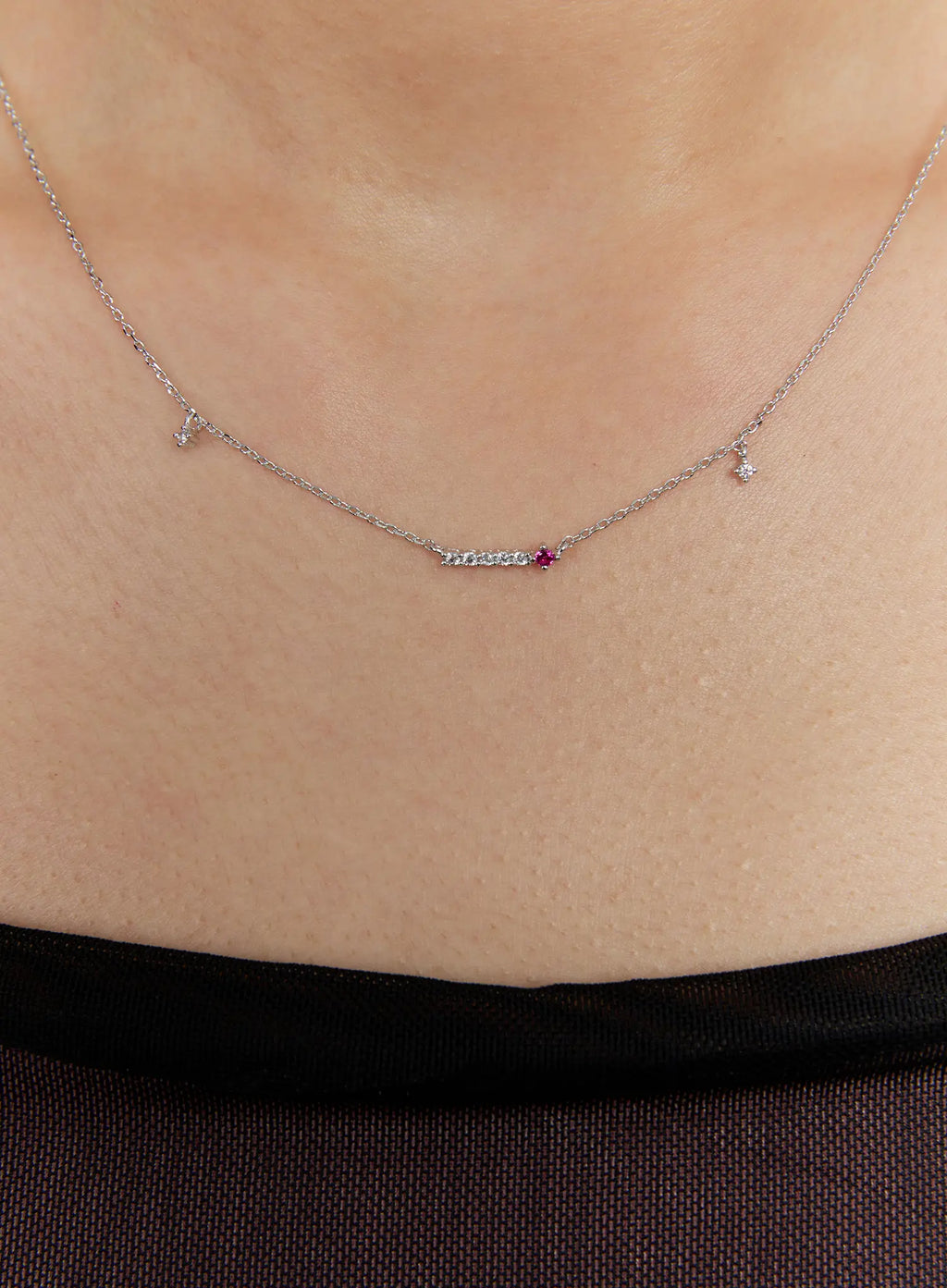 Red Cubic Charm Necklace IS517