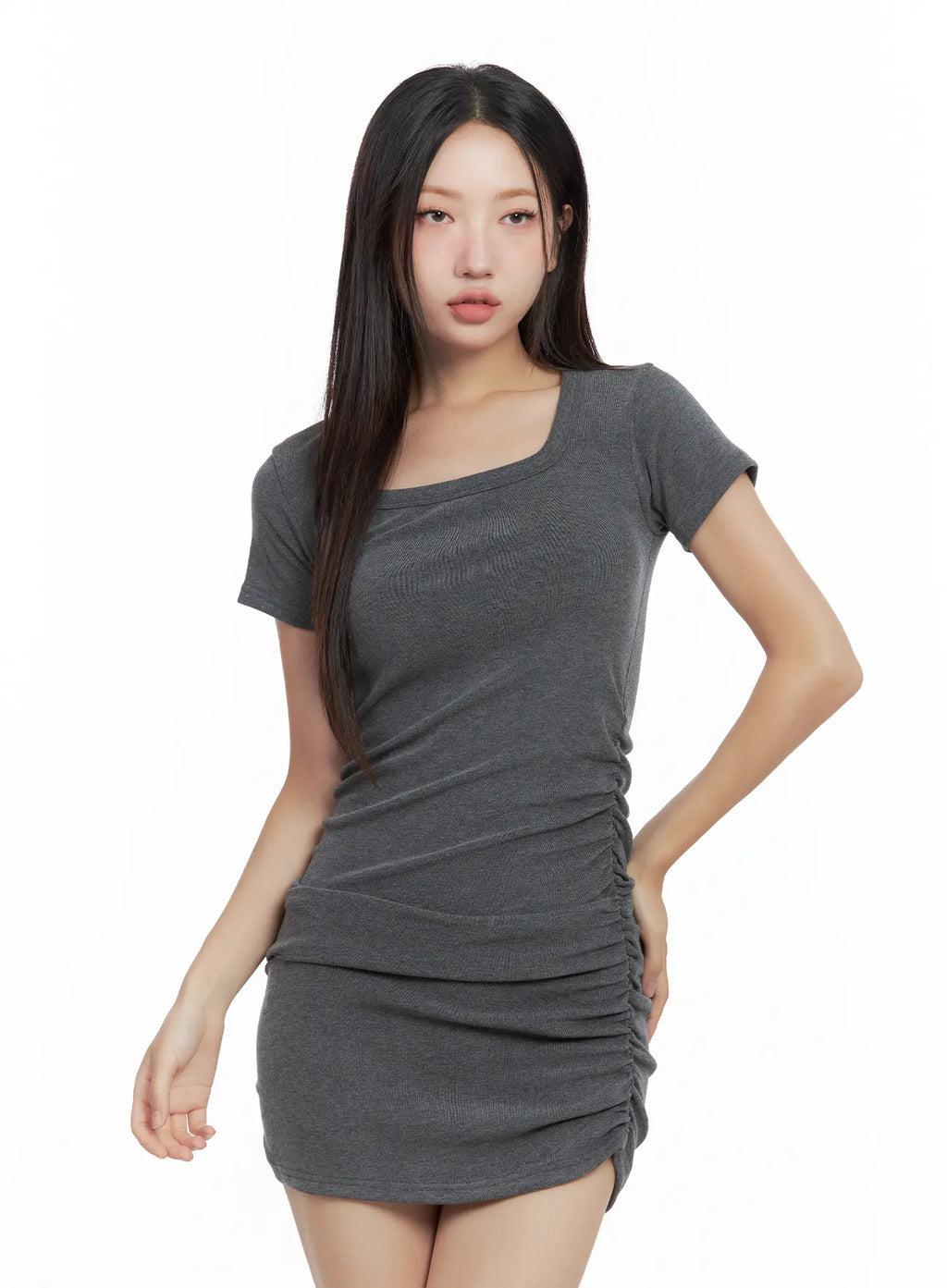 Shirred Square-Neck Mini Dress CL508