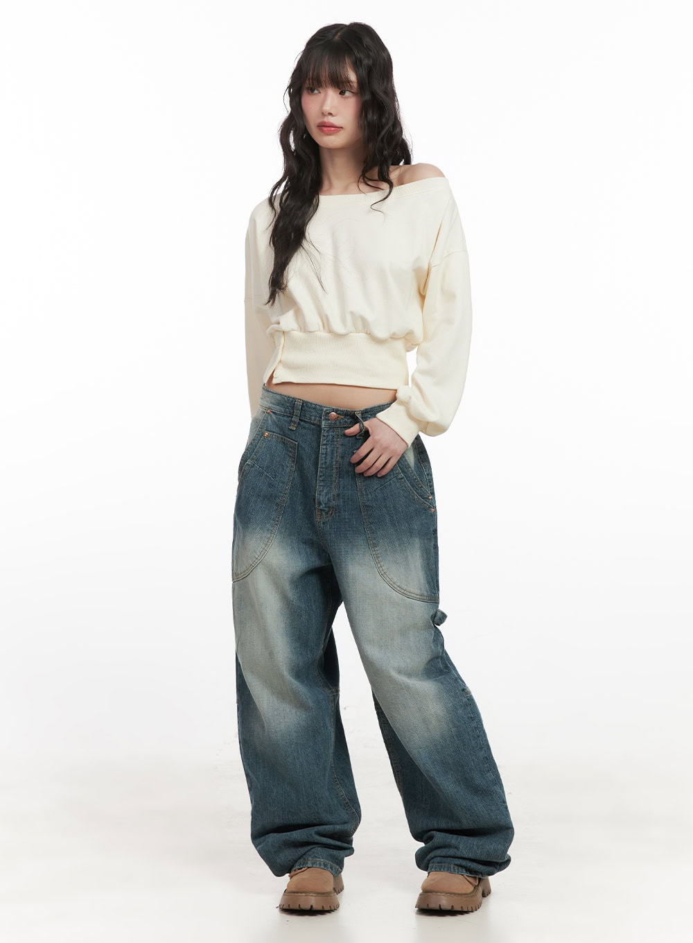 Side-Buttoned Crop Sweater CJ524