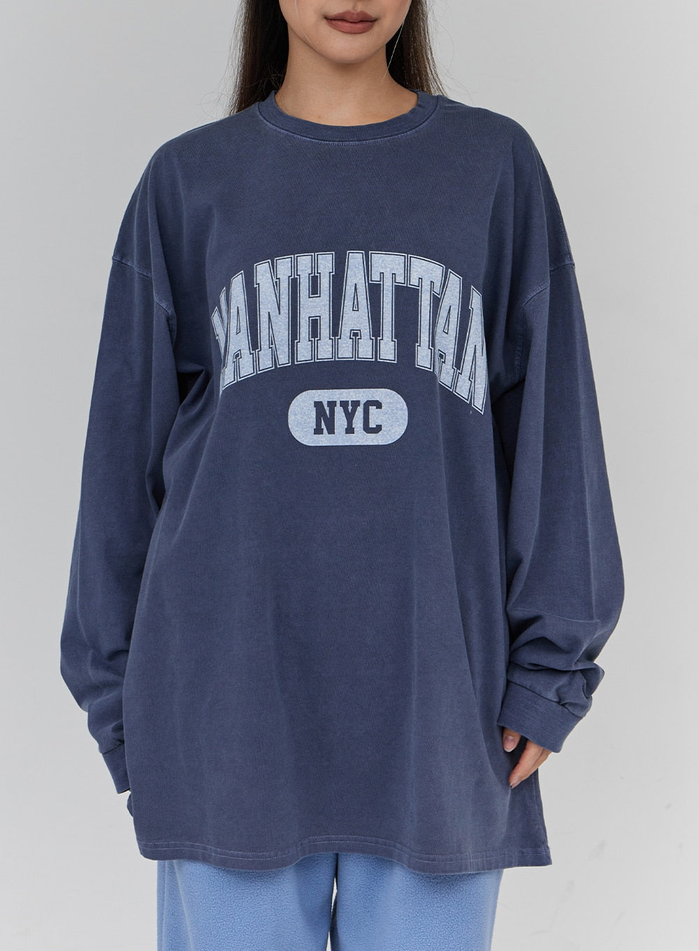 Lettering Print Oversize Long Sleeve T-Shirt Unisex CN21