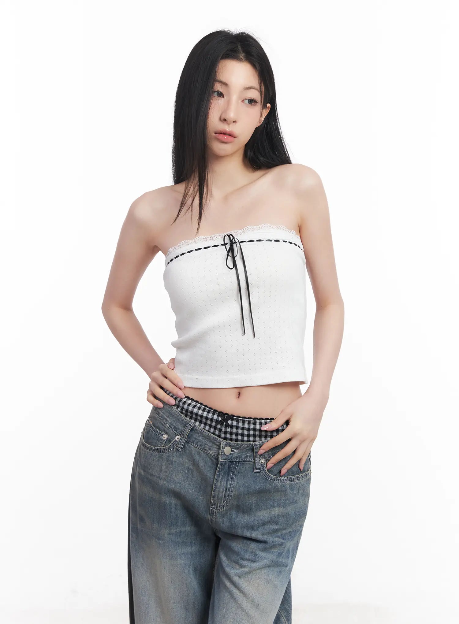 Lace Ribbon Tube Top CU510