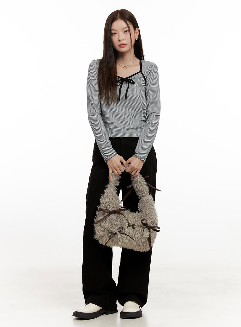 Ribbon Stripe Square Neck TopON422