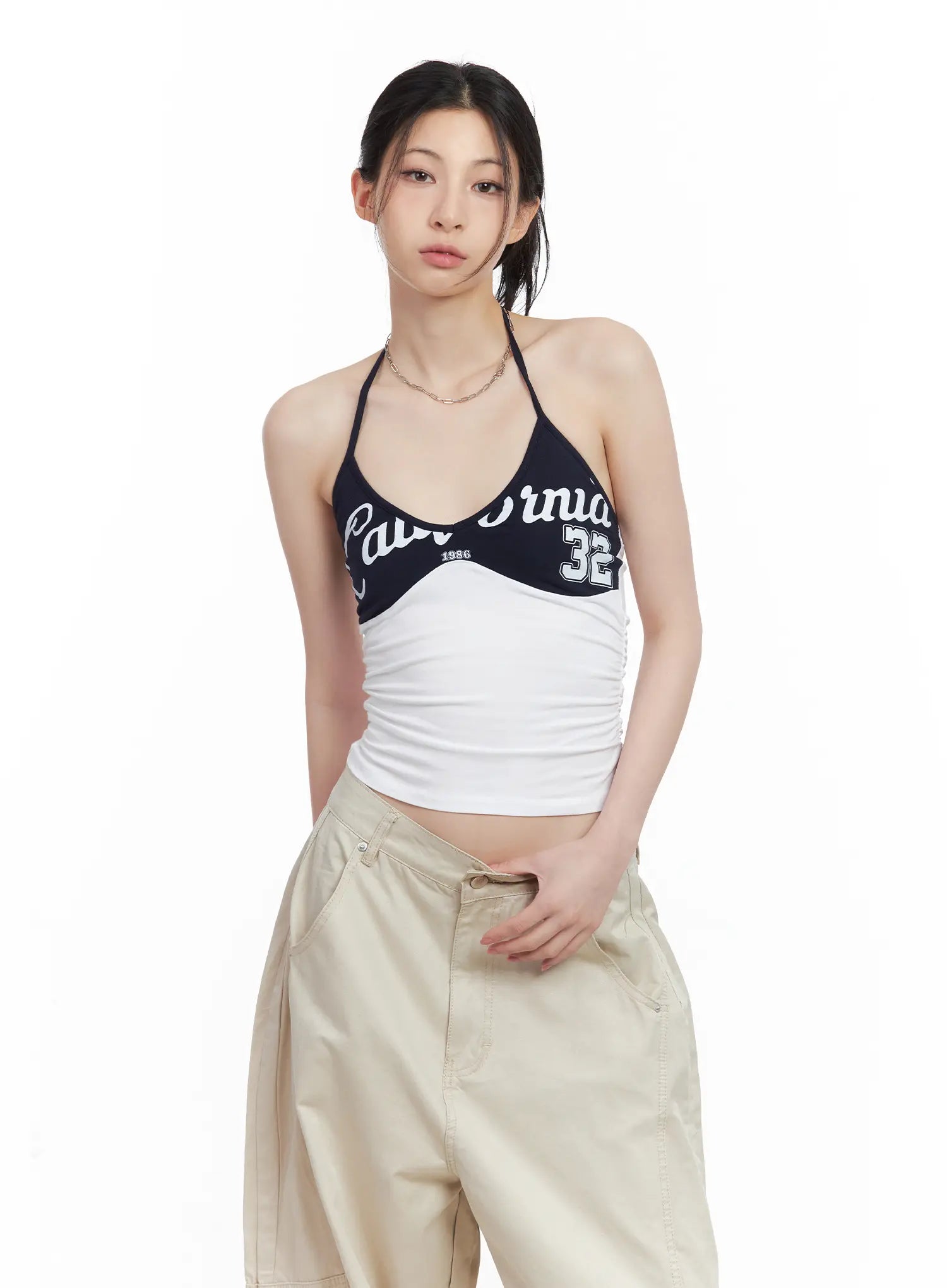 Contrast Graphic Halter Top CU530
