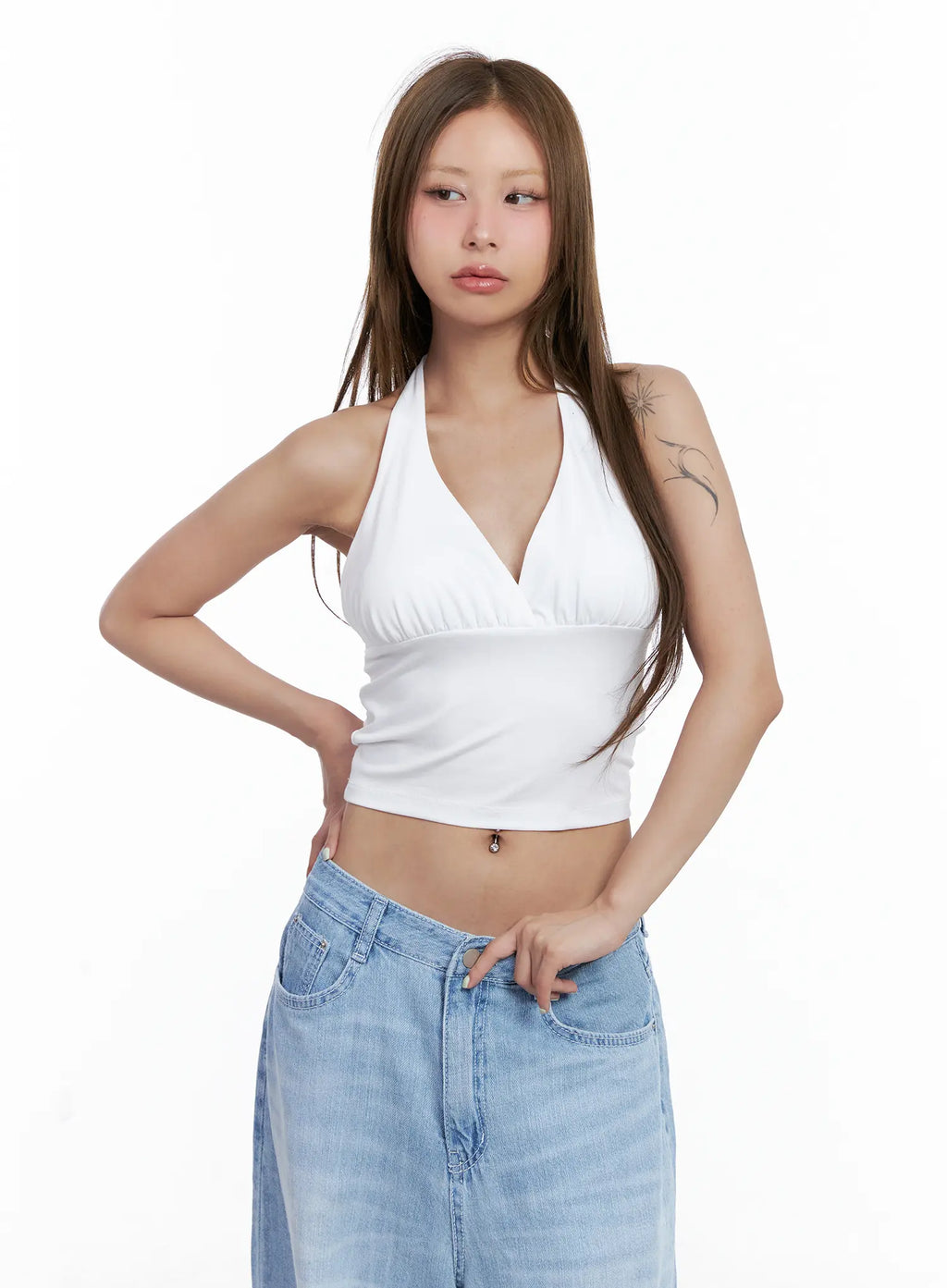 Trendy V-Neck Halter Top CL510