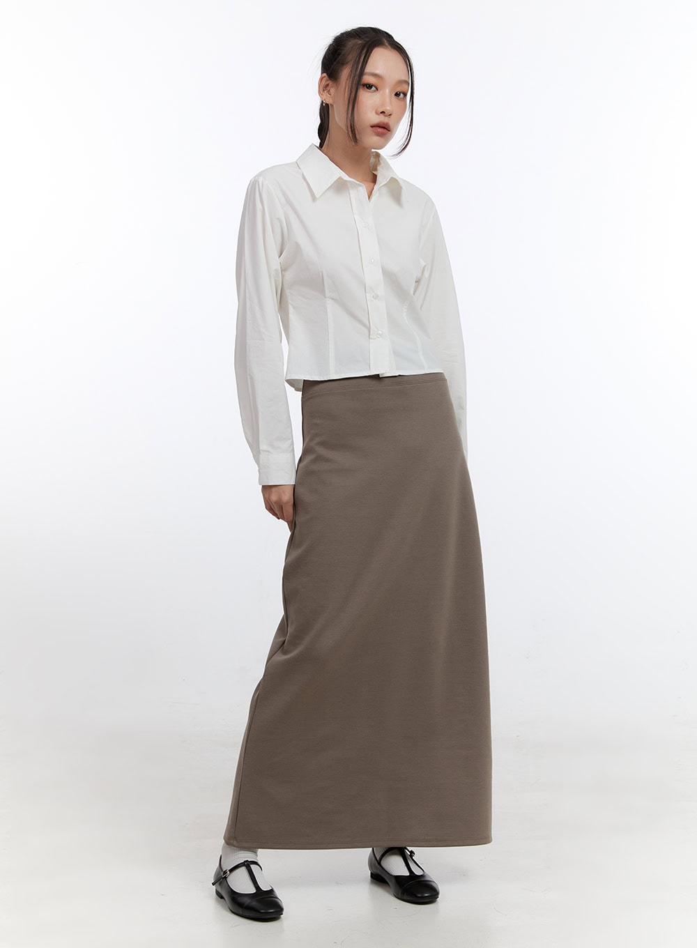 Cotton Pintuck Crop Shirt CN401