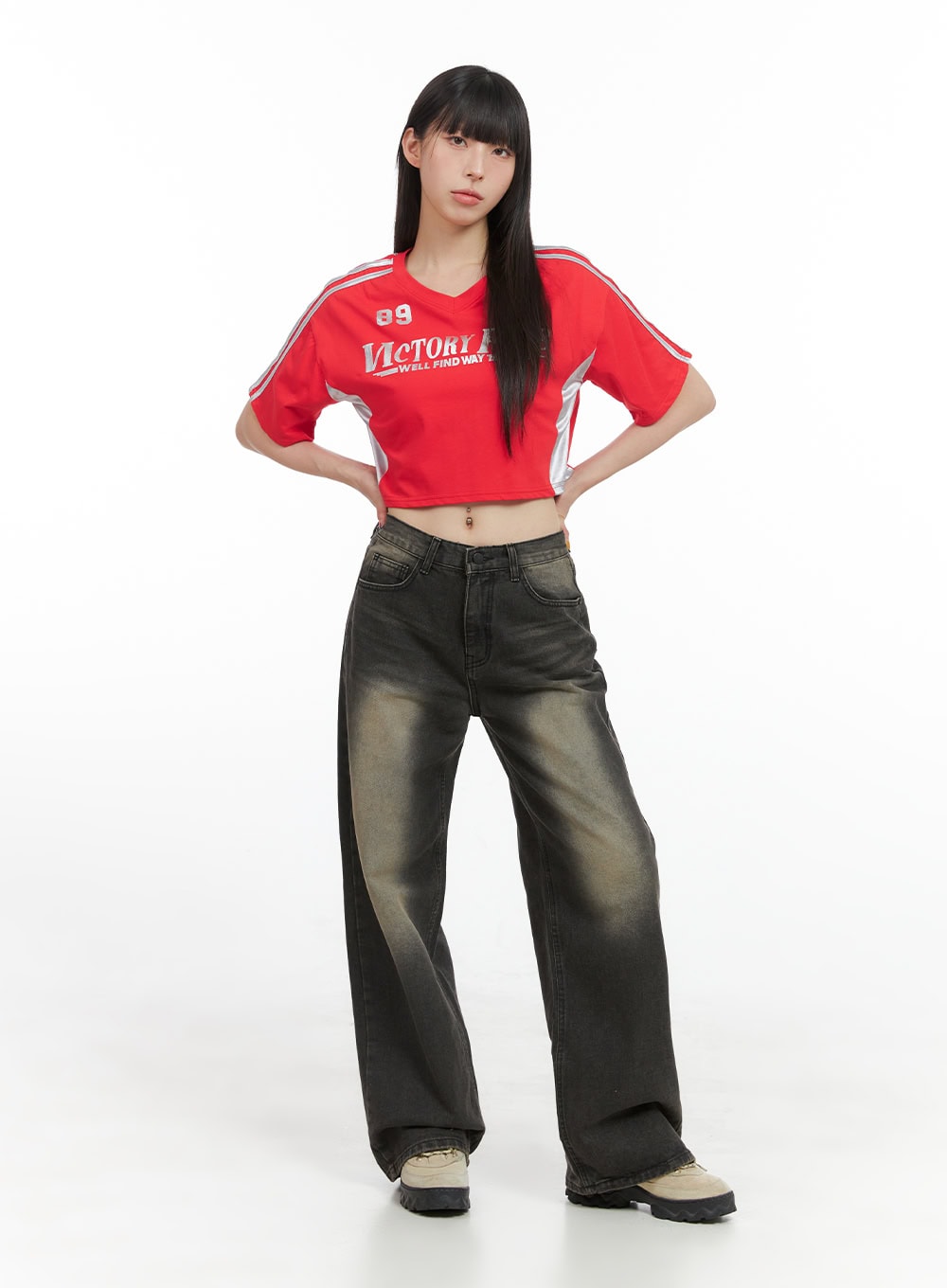 Val Vintage Washed Wide Leg Jeans CG408