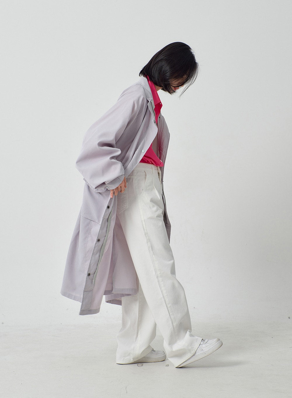 Pocket Oversized Zip-Up Coat OF301