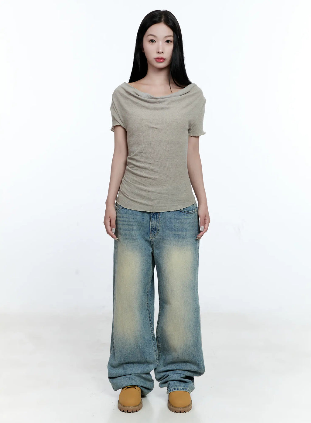 Versatile Off-Shoulder Shirred Top CG507