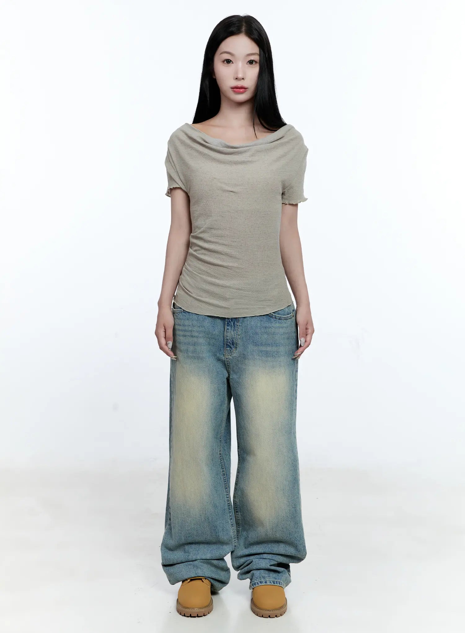 Versatile Off-Shoulder Shirred Top CG507