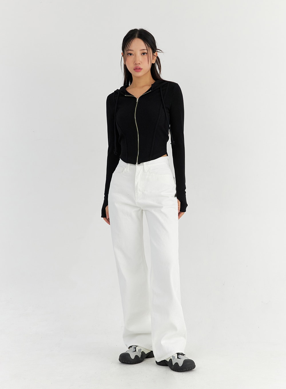 Round Hem Hooded Zip-Up CO327