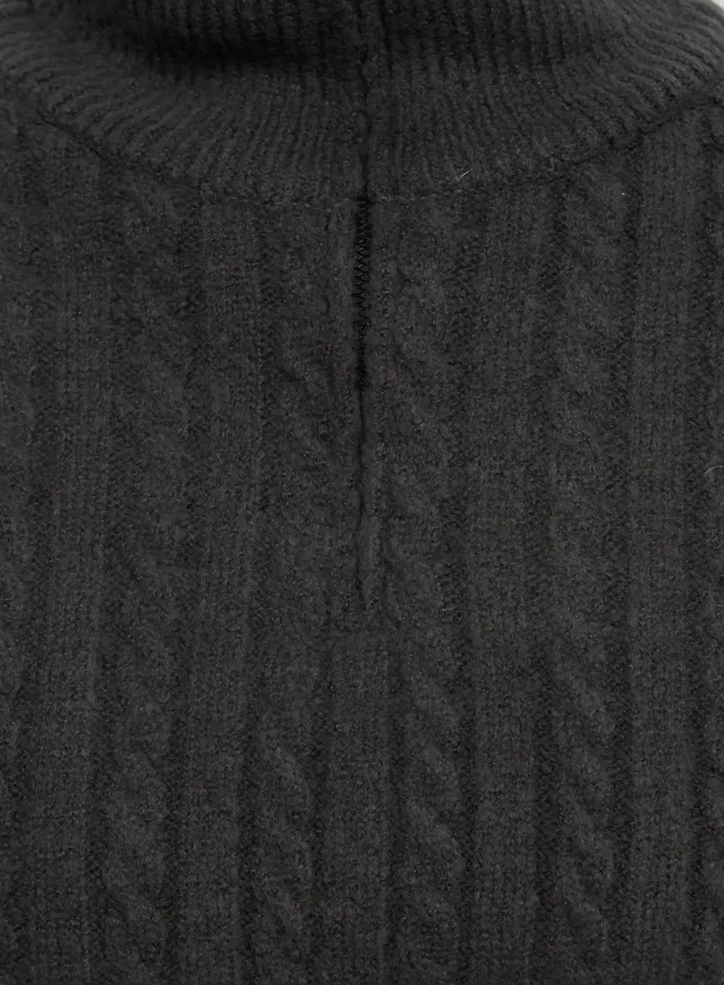 Cable-Knit High-Neck Zip-Up IS515