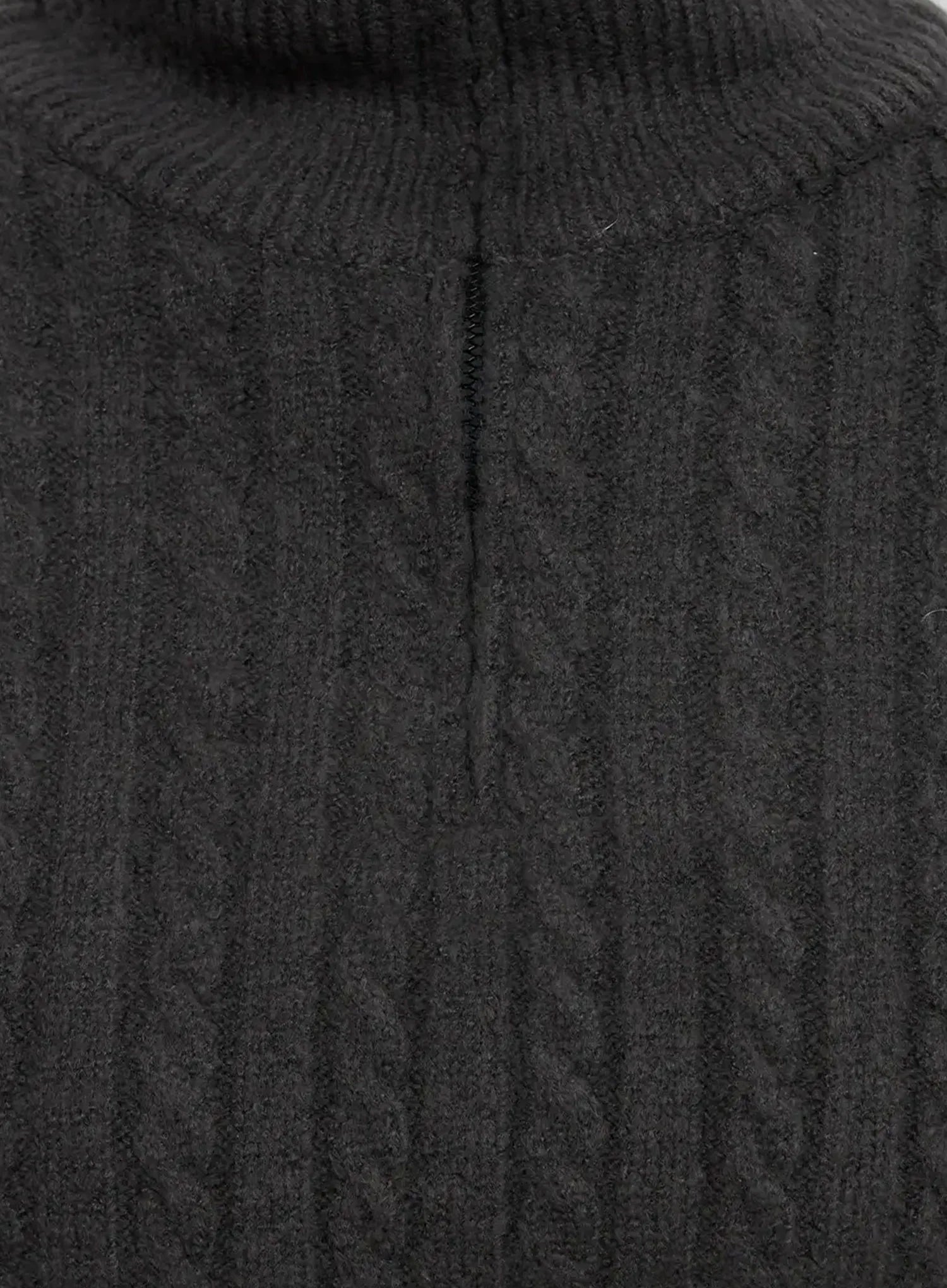 Cable-Knit High-Neck Zip-Up IS515