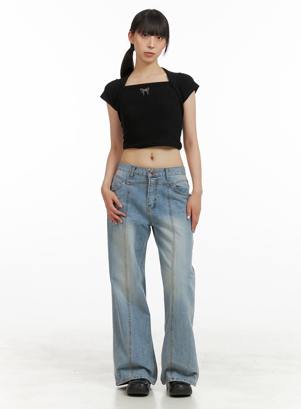Front Seam Bootcut Jeans CU424